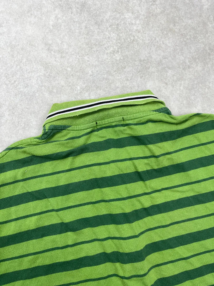 2000s Iceberg Green ICE Logo Striped Polo BaeyKThU 6
