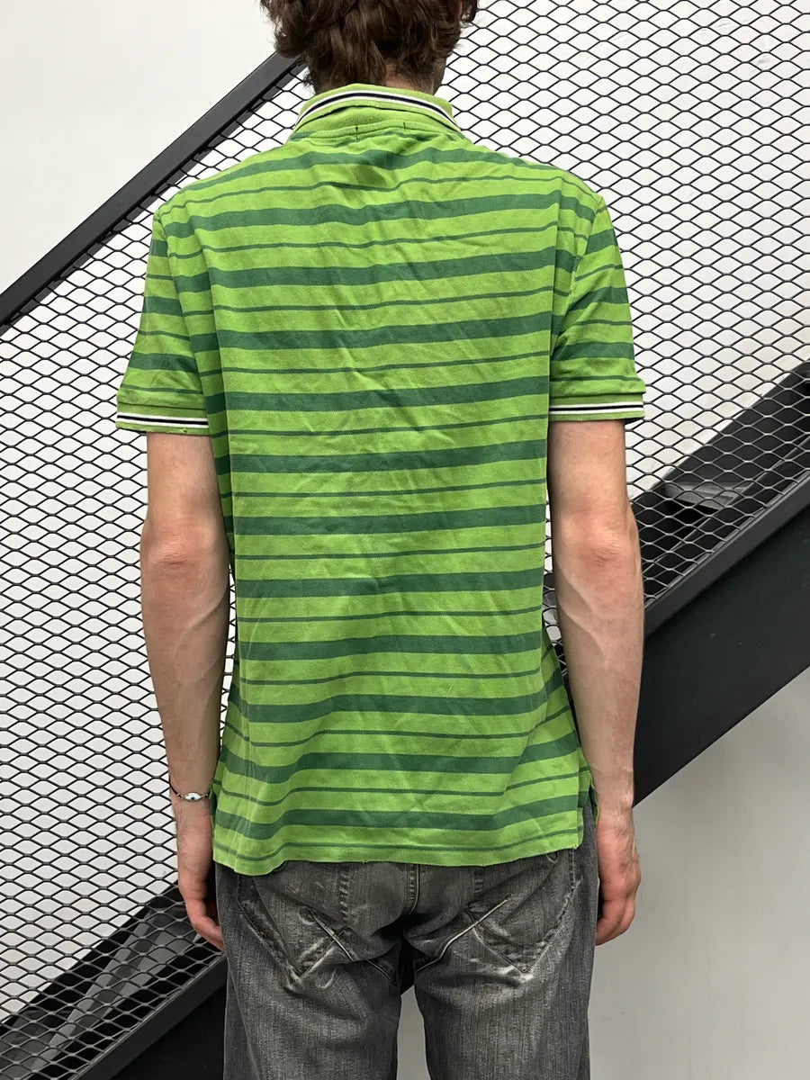 2000s Iceberg Green ICE Logo Striped Polo BaeyKThU 2