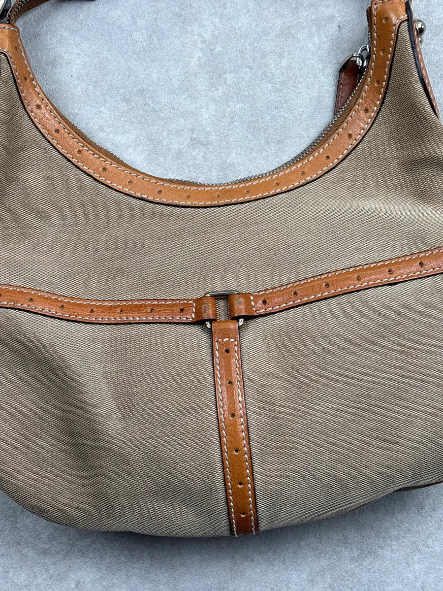 Gucci Beige Canvas Stripe GG Logo Shoulder Bag BbmLaWhl 13