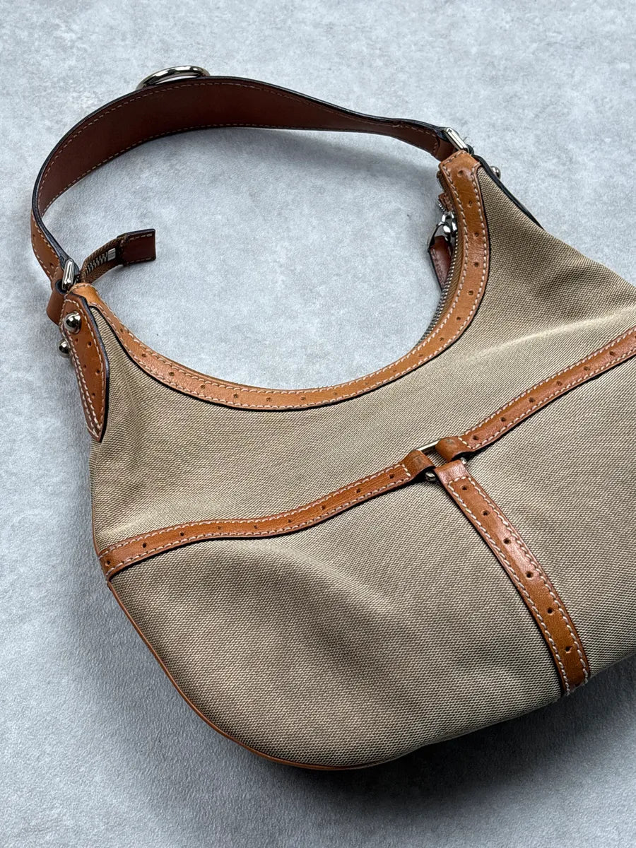 Gucci Beige Canvas Stripe GG Logo Shoulder Bag BbmLaWhl 6