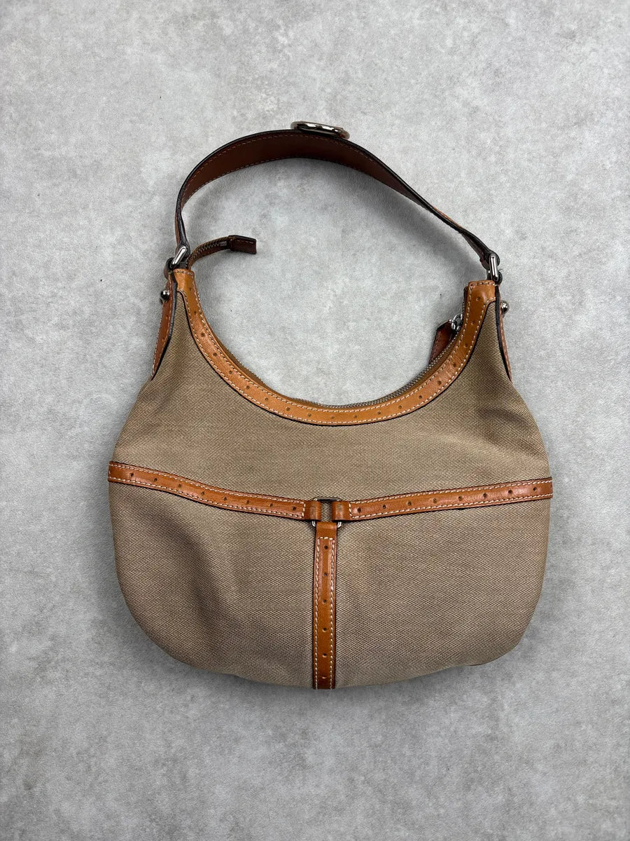Gucci Beige Canvas Stripe GG Logo Shoulder Bag BbmLaWhl 5