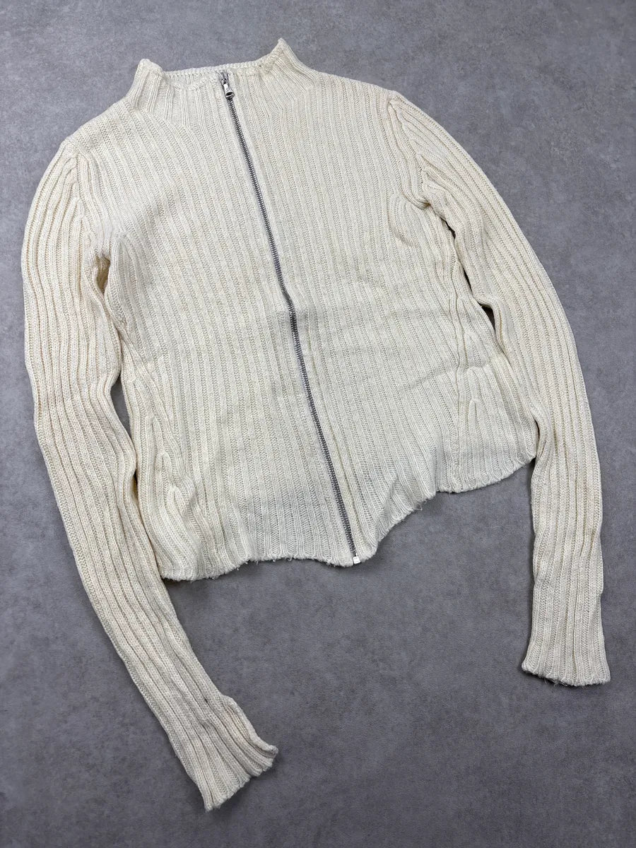 2000s Dolce & Gabbana Beige Zip-Up Ribbed Sweater BdMRWnFe 3