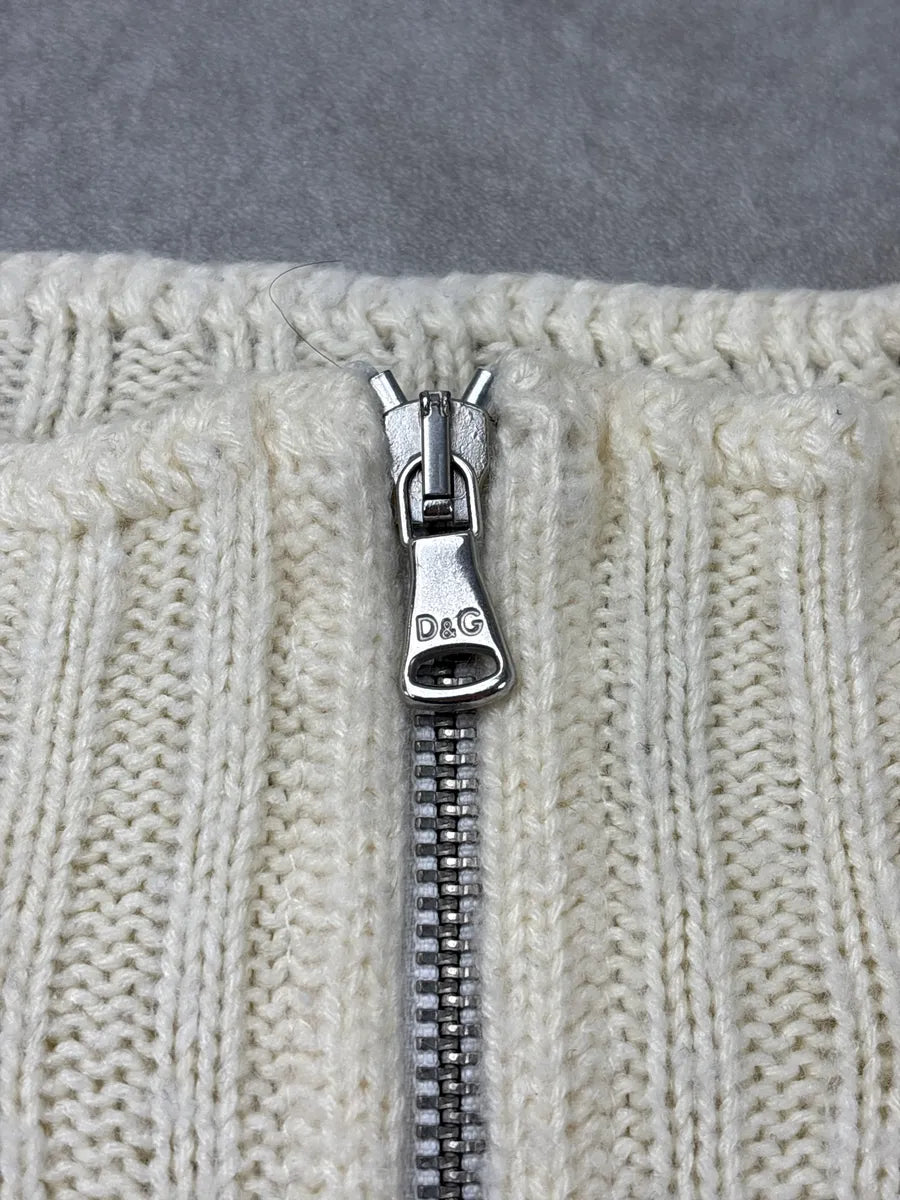 2000s Dolce & Gabbana Beige Zip-Up Ribbed Sweater BdMRWnFe 7