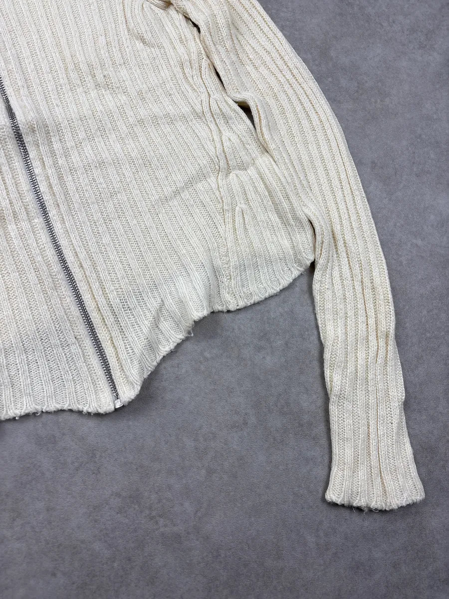 2000s Dolce & Gabbana Beige Zip-Up Ribbed Sweater BdMRWnFe 8