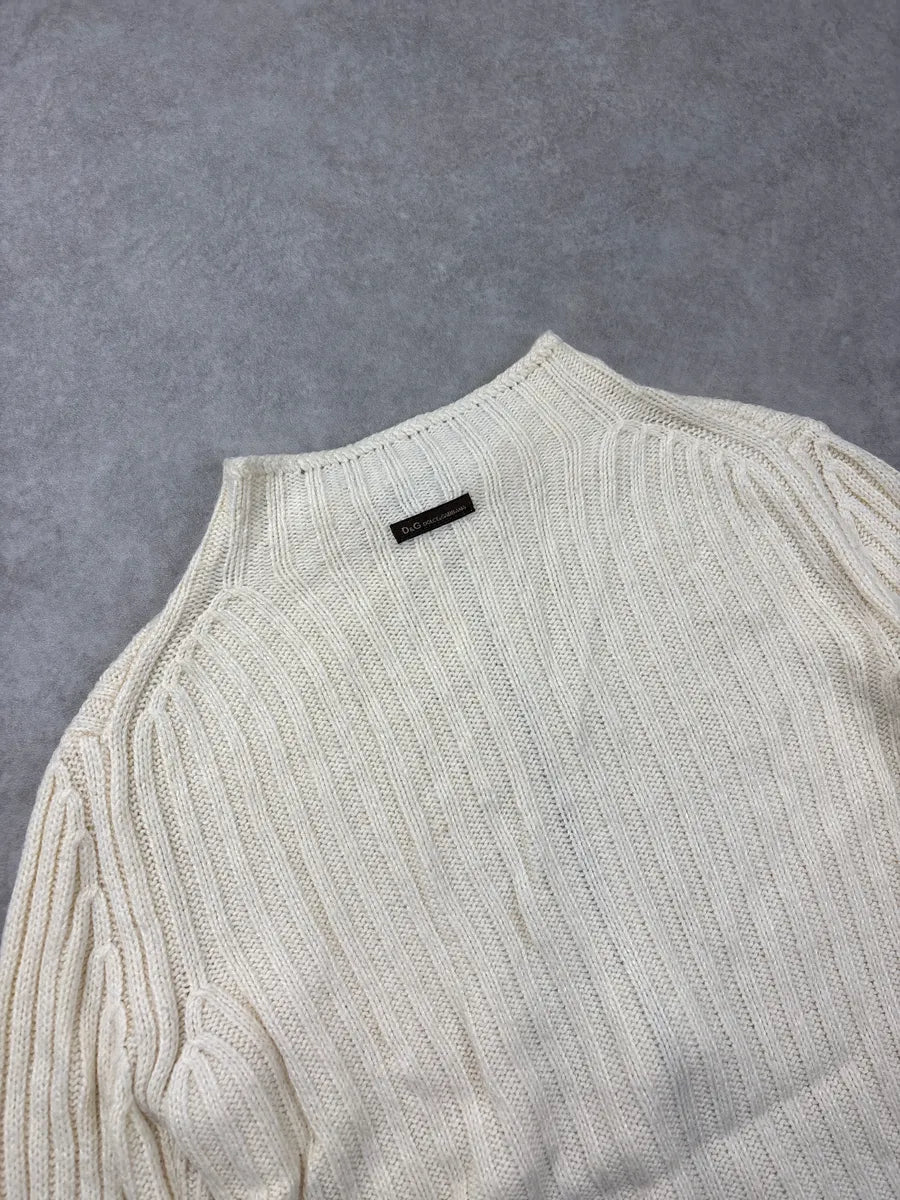 2000s Dolce & Gabbana Beige Zip-Up Ribbed Sweater BdMRWnFe 9