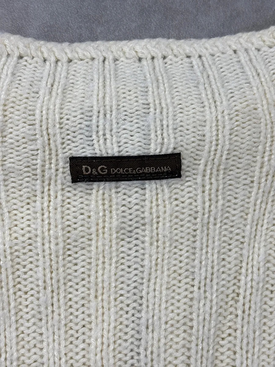 2000s Dolce & Gabbana Beige Zip-Up Ribbed Sweater BdMRWnFe 10