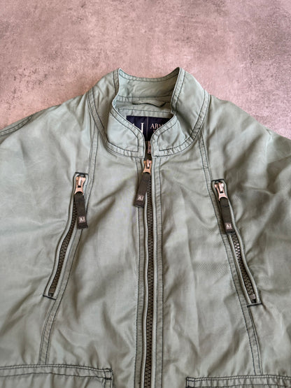 2000s Armani Pastel Drift Green Relaxed Bomber Jacket (M) - 4