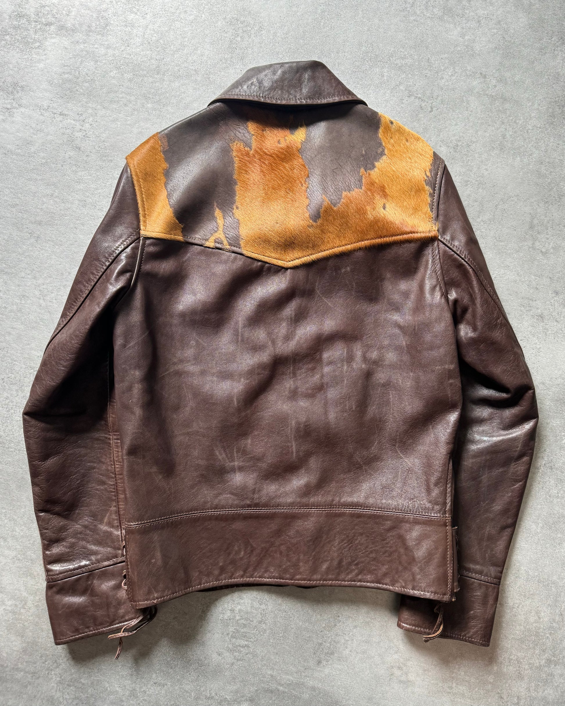 AW2006 Maison Martin Margiela Brown Cowhide Fur Leather Jacket  (S) - 3