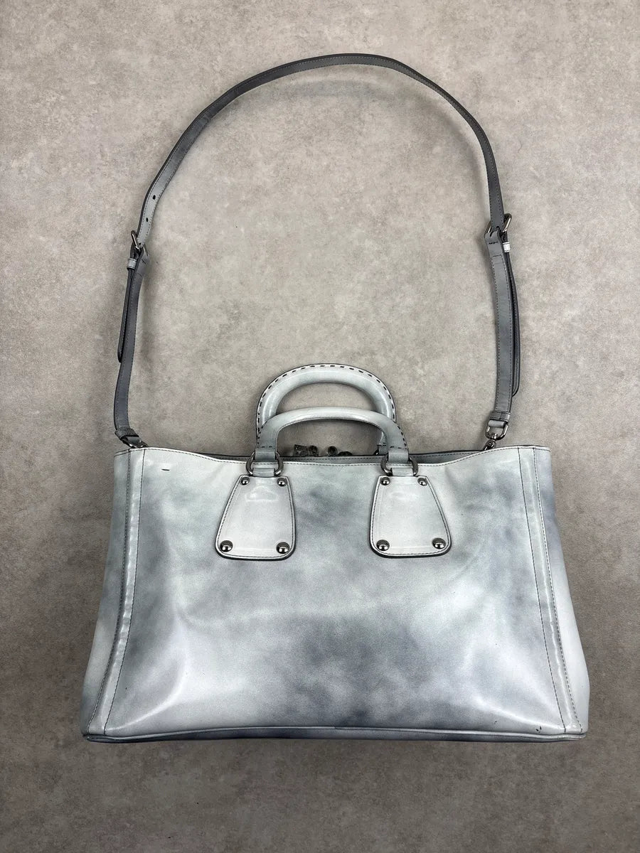 2000s Prada Grey Leather Crystal Embellished Structured Totebag BhfeiLyk 5