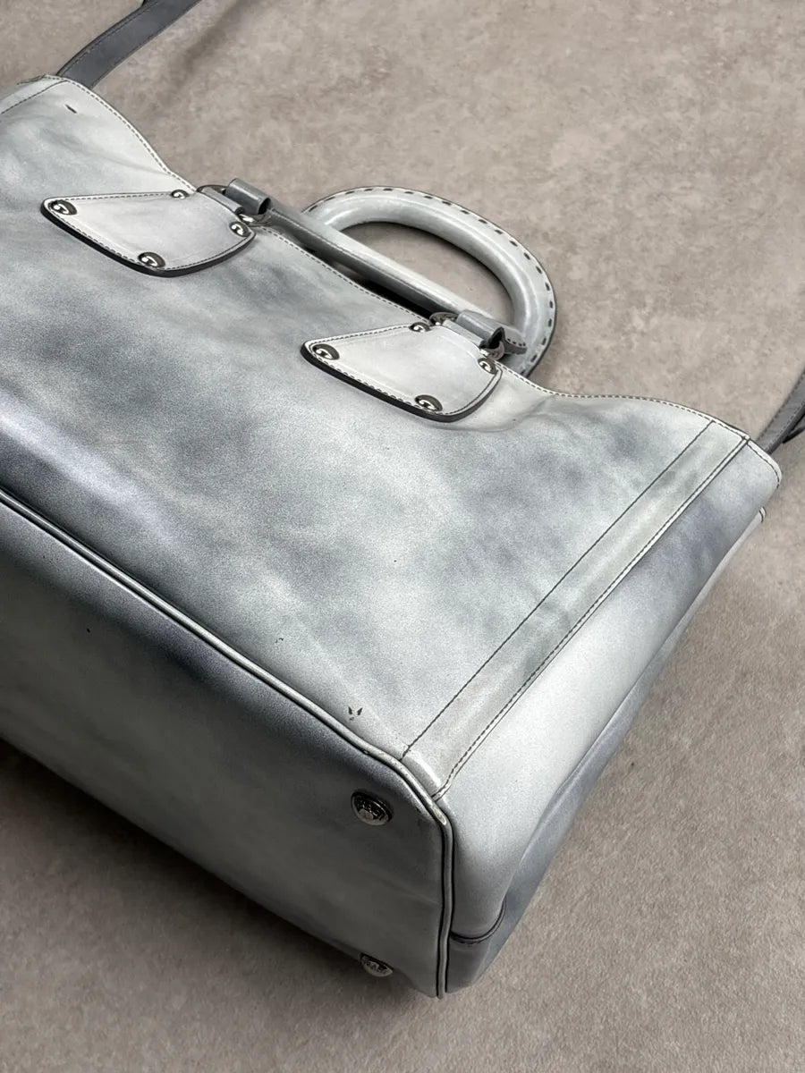 2000s Prada Grey Leather Crystal Embellished Structured Totebag BhfeiLyk 11