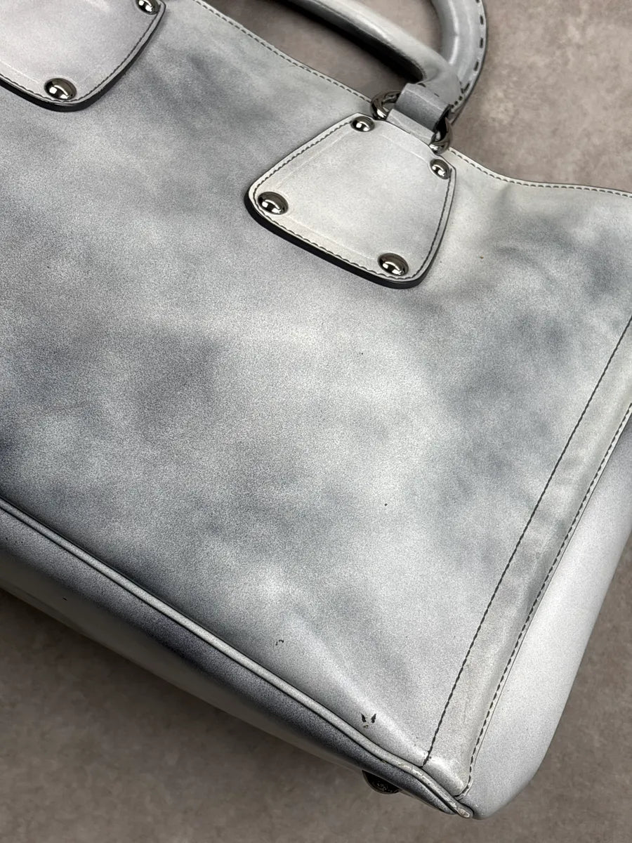 2000s Prada Grey Leather Crystal Embellished Structured Totebag BhfeiLyk 12