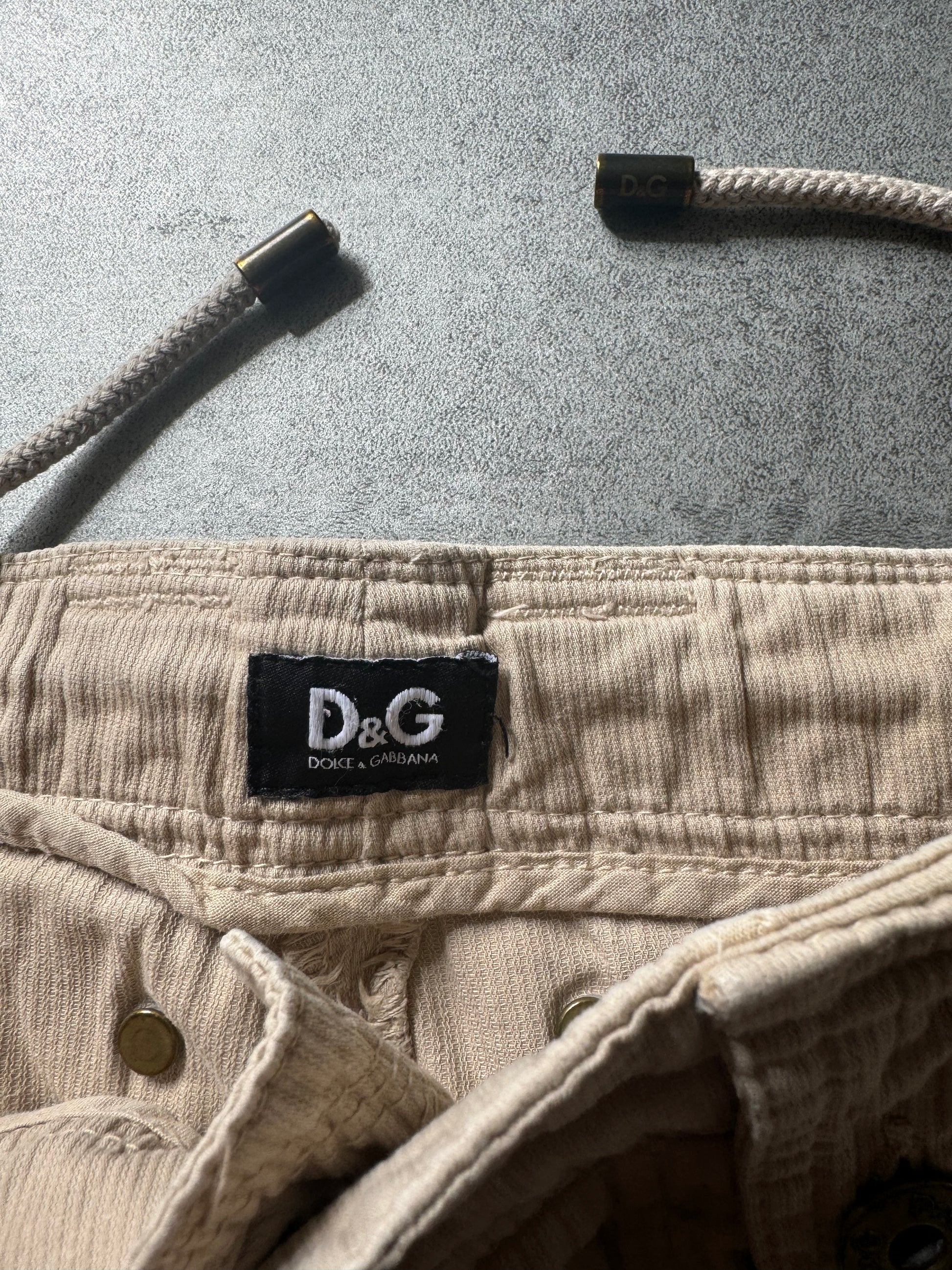 FW2006 Dolce & Gabbana Multi Pockets Cargo Beige Shorts (L) - 6