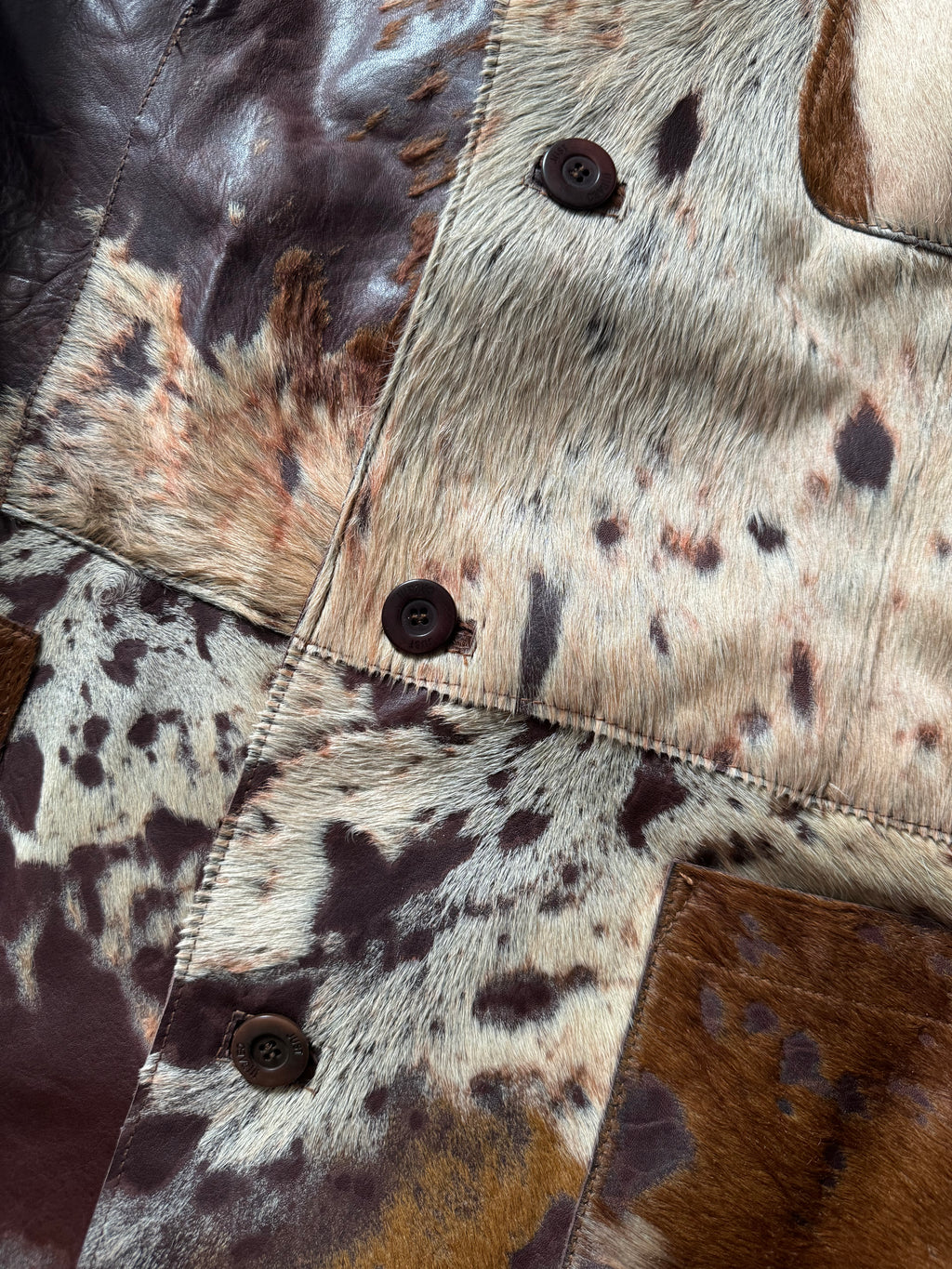 2000s Cavalli Imperial Brown Pony Hair Long Leather Jacket (L) - 5