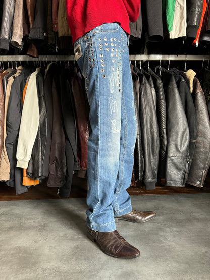 SS2006 Dolce & Gabbana Eyled Punk Holes Jeans (S) - 6