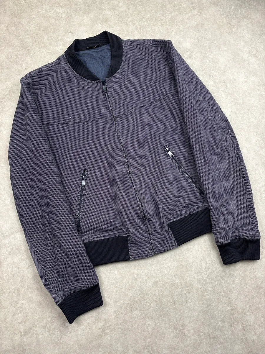 2010s Dolce & Gabbana Navy Textured Weave Bomber Jacket BmStmIdE 3