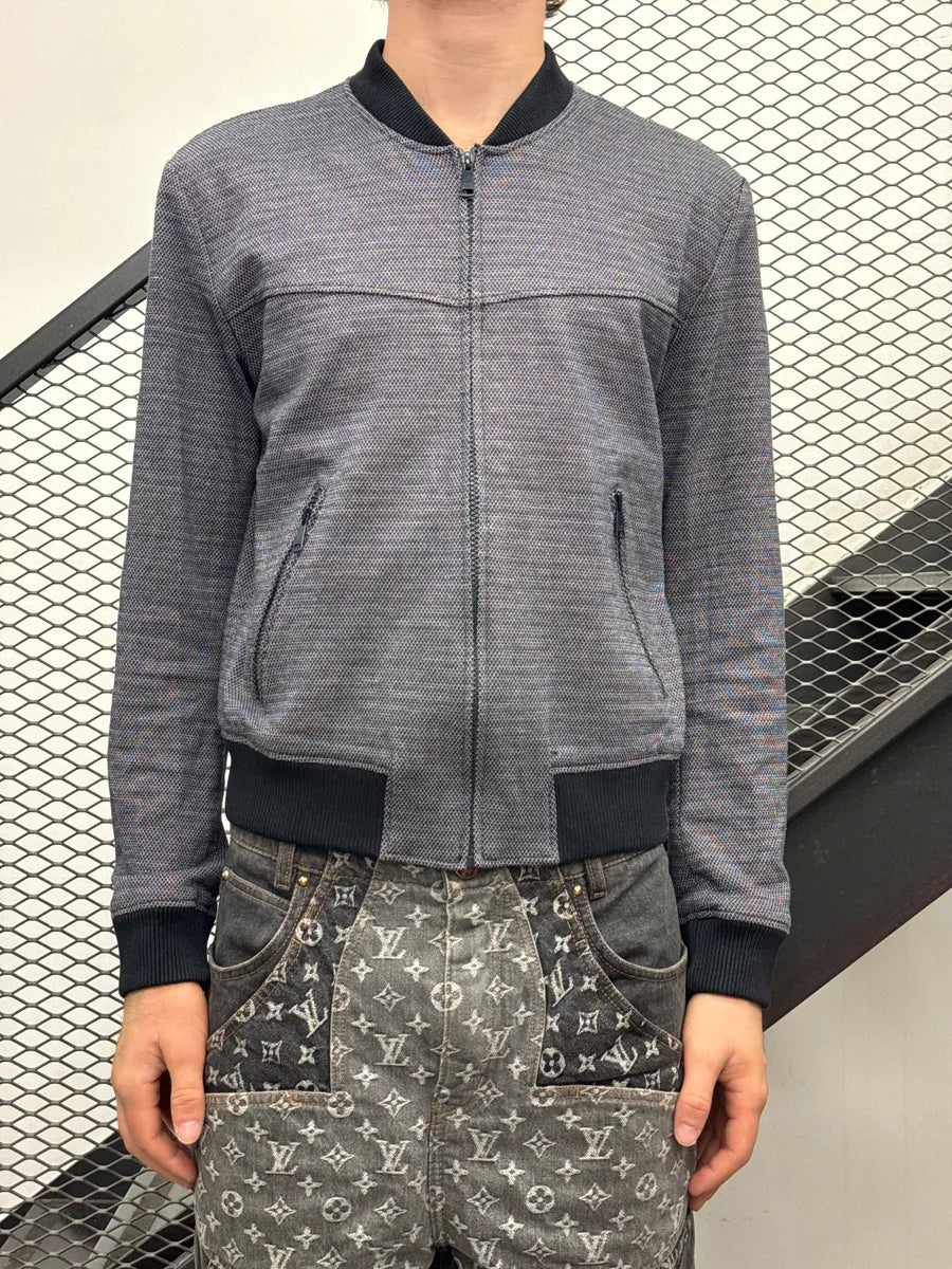 2010s Dolce & Gabbana Navy Textured Weave Bomber Jacket BmStmIdE 1
