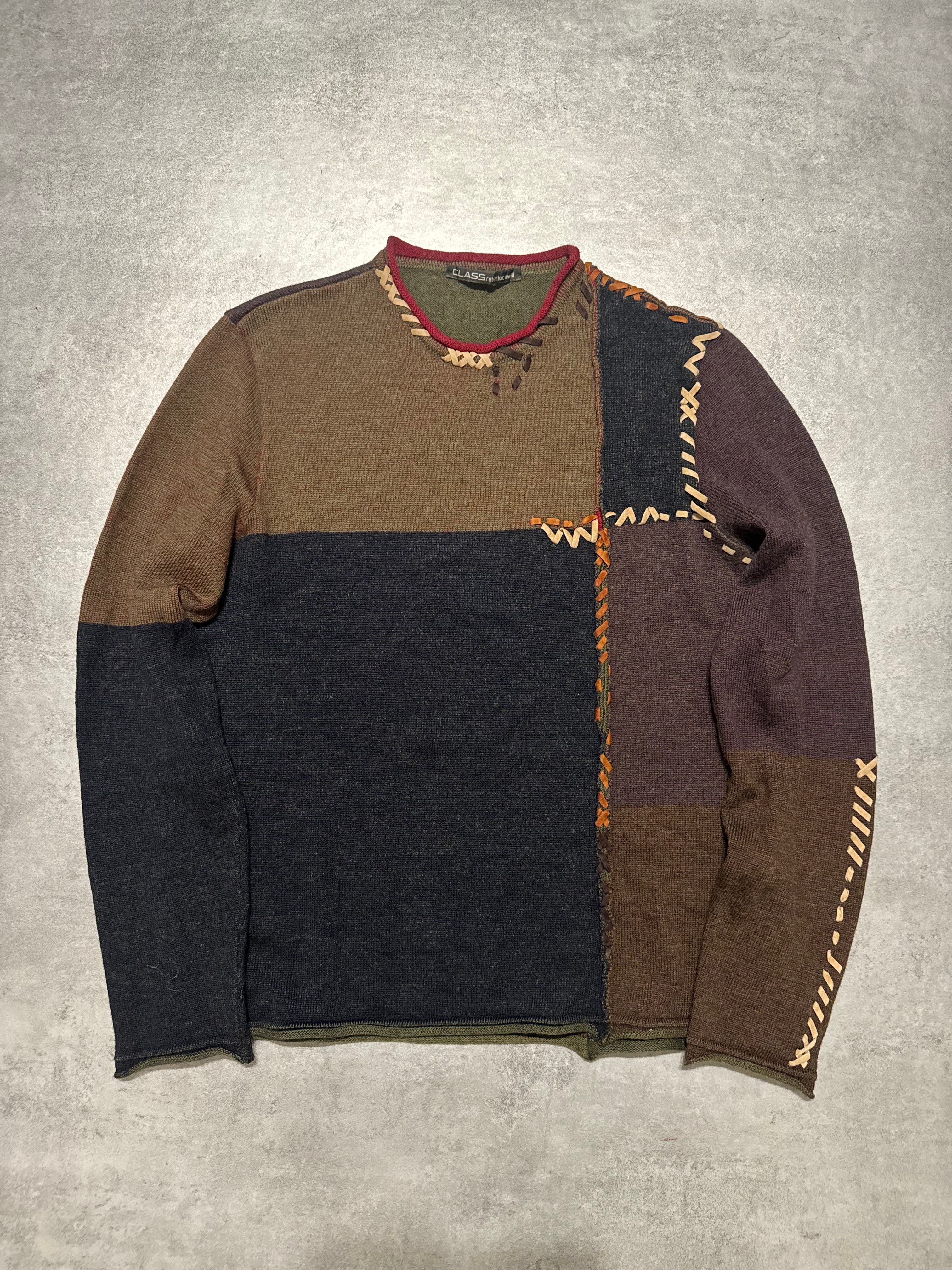 2000s Roberto Cavalli Wool & Leather Artisanal Tern Sweater (S) - 4