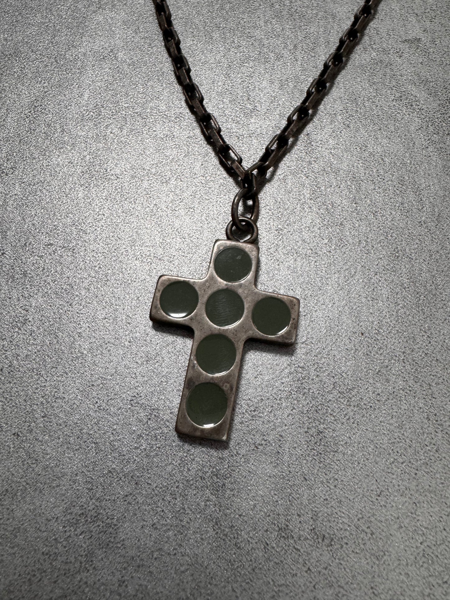 SS2014 Emporio Armani Cross Green Circular Metal Necklace  (OS) - 7