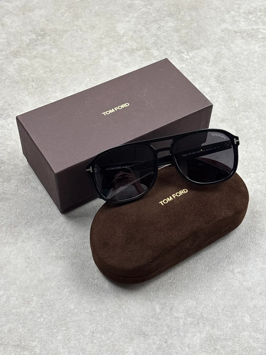 Tom Ford Black Acetate T-Bar Aviator Sunglasses BndryXFa 3