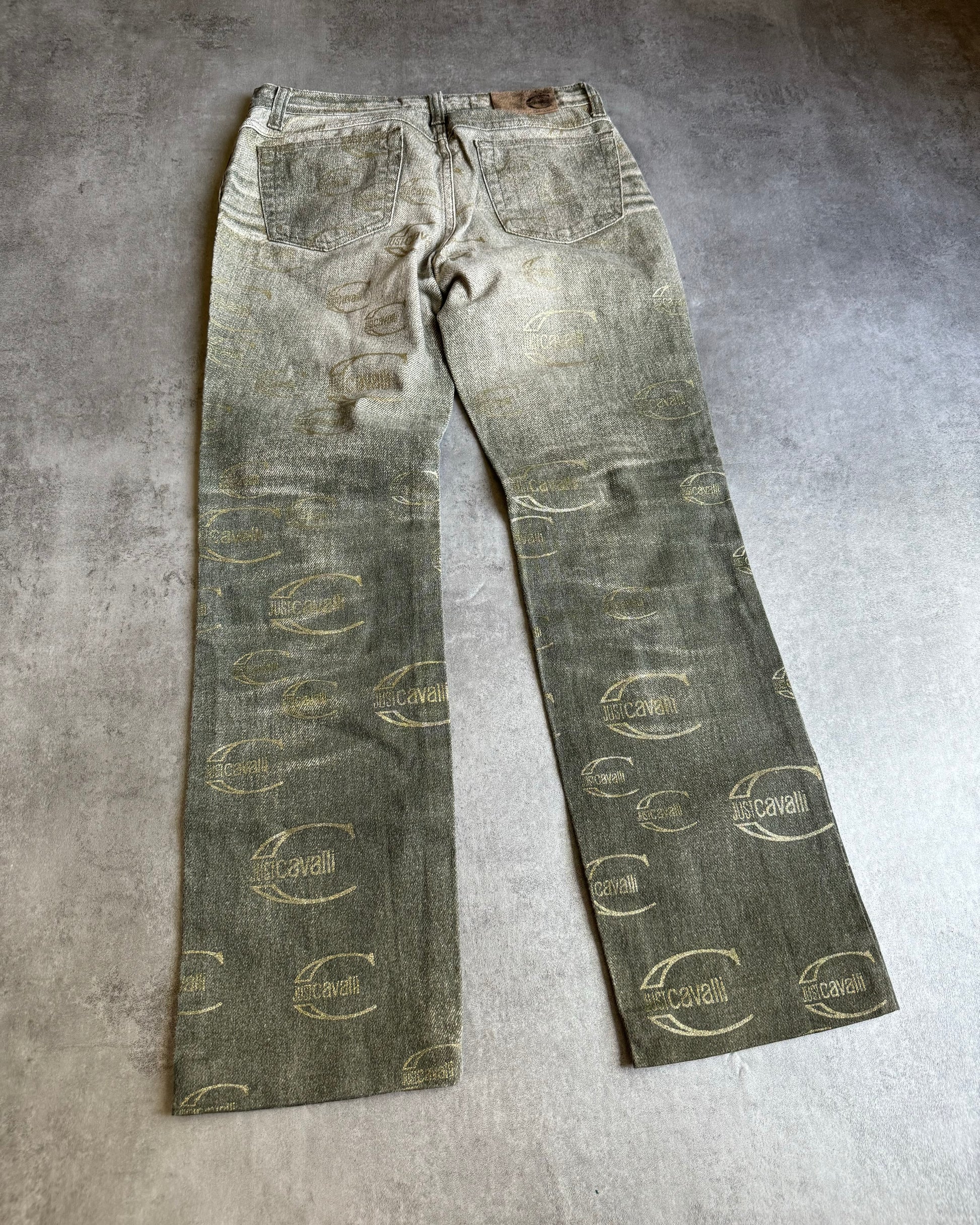 AW2003 Cavalli Propaganda Logo Faded Olive Archive Pants (XS) - 2