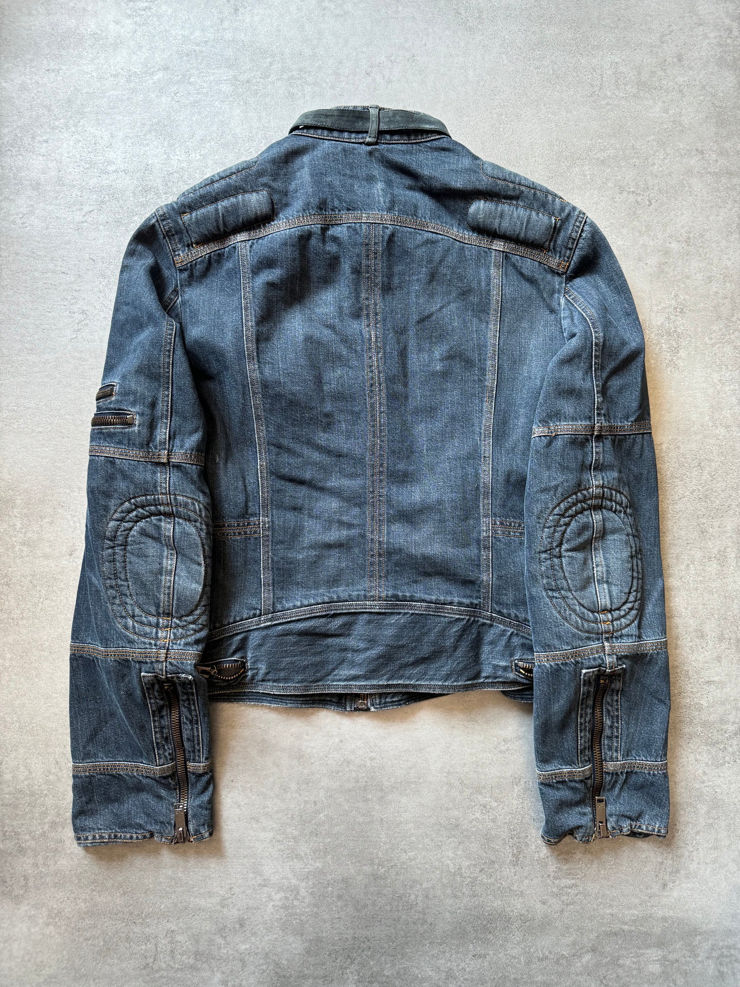 AW2004 Dolce & Gabbana Astro Denim Cafe Biker Jacket (L) - 6