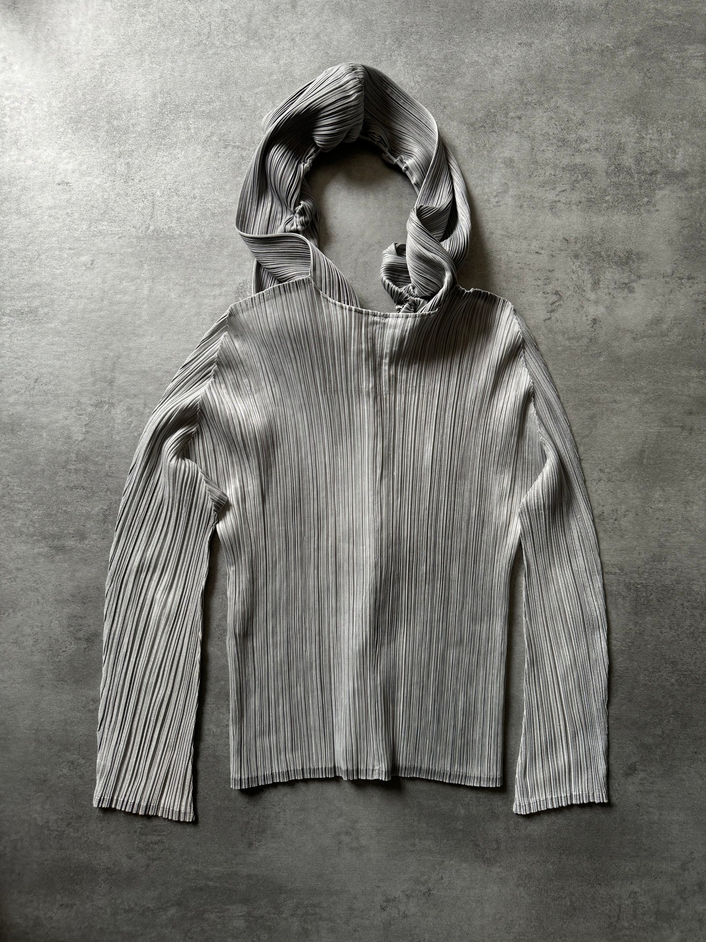 Issey Miyake Pleats Plissed Grey Splash Cardigan (S) - 2