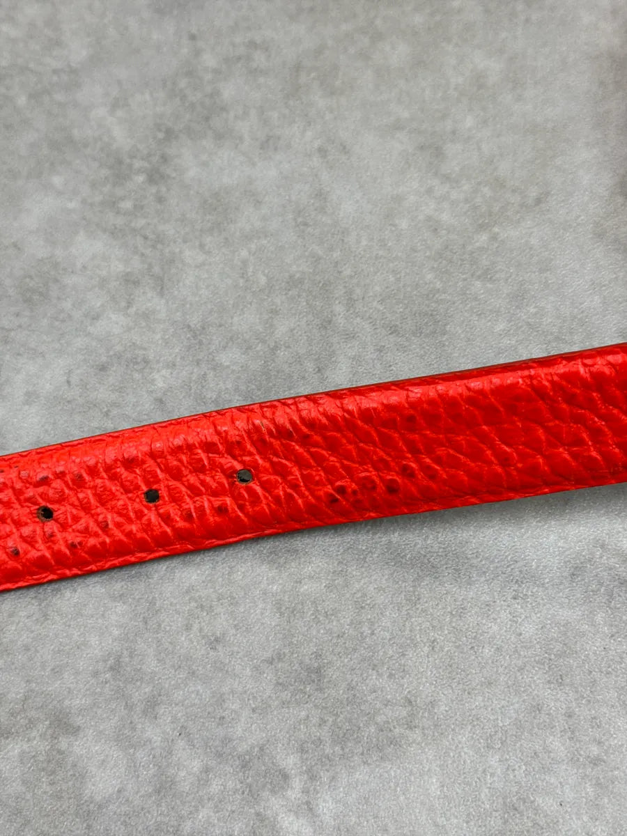 AW2017 Maison Margiela Orange Fluo Slim Leather Textured Belt BqbonYBa 6