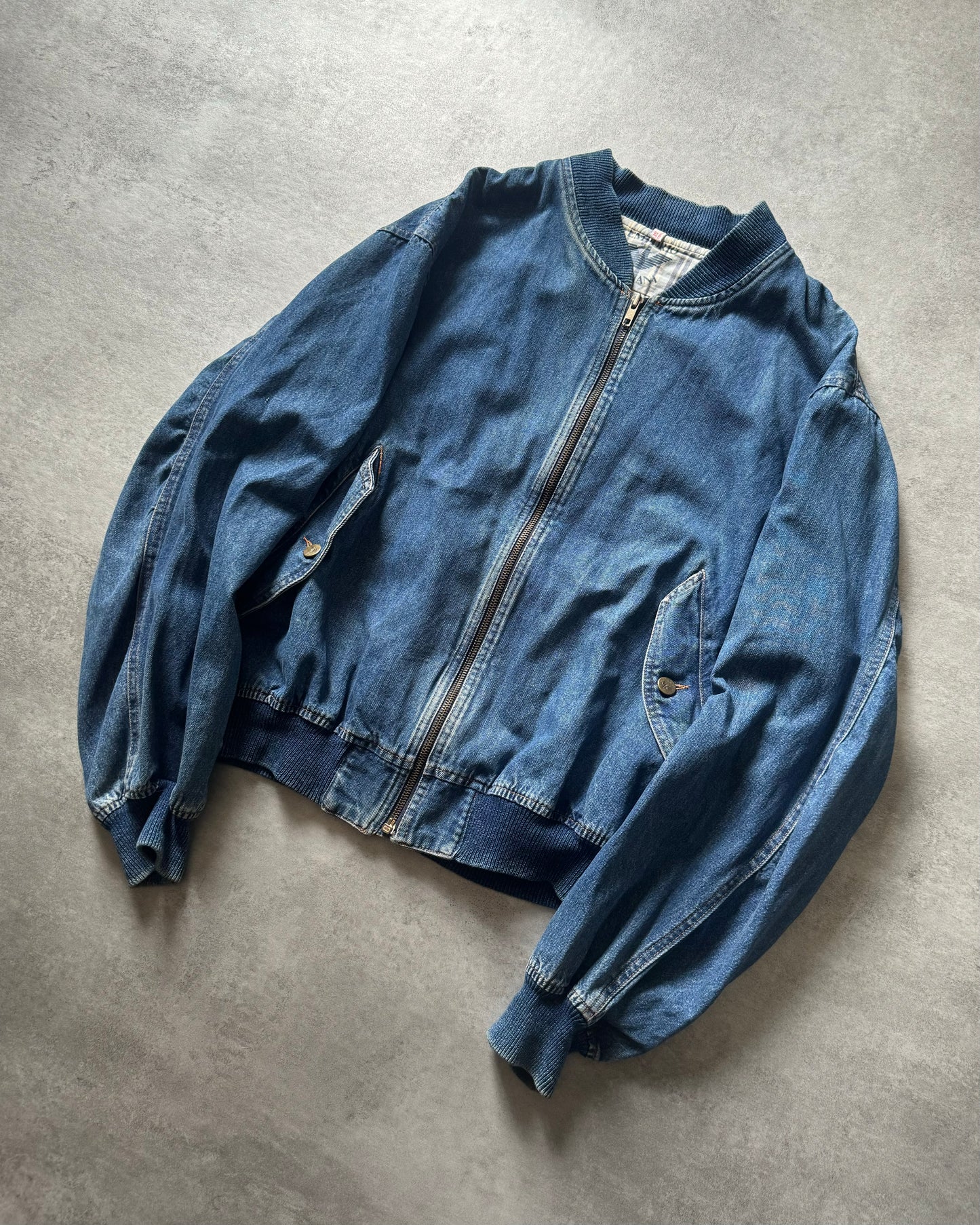 1990s Emporio Armani Relaxed Denim Bomber Jacket (M) - 3