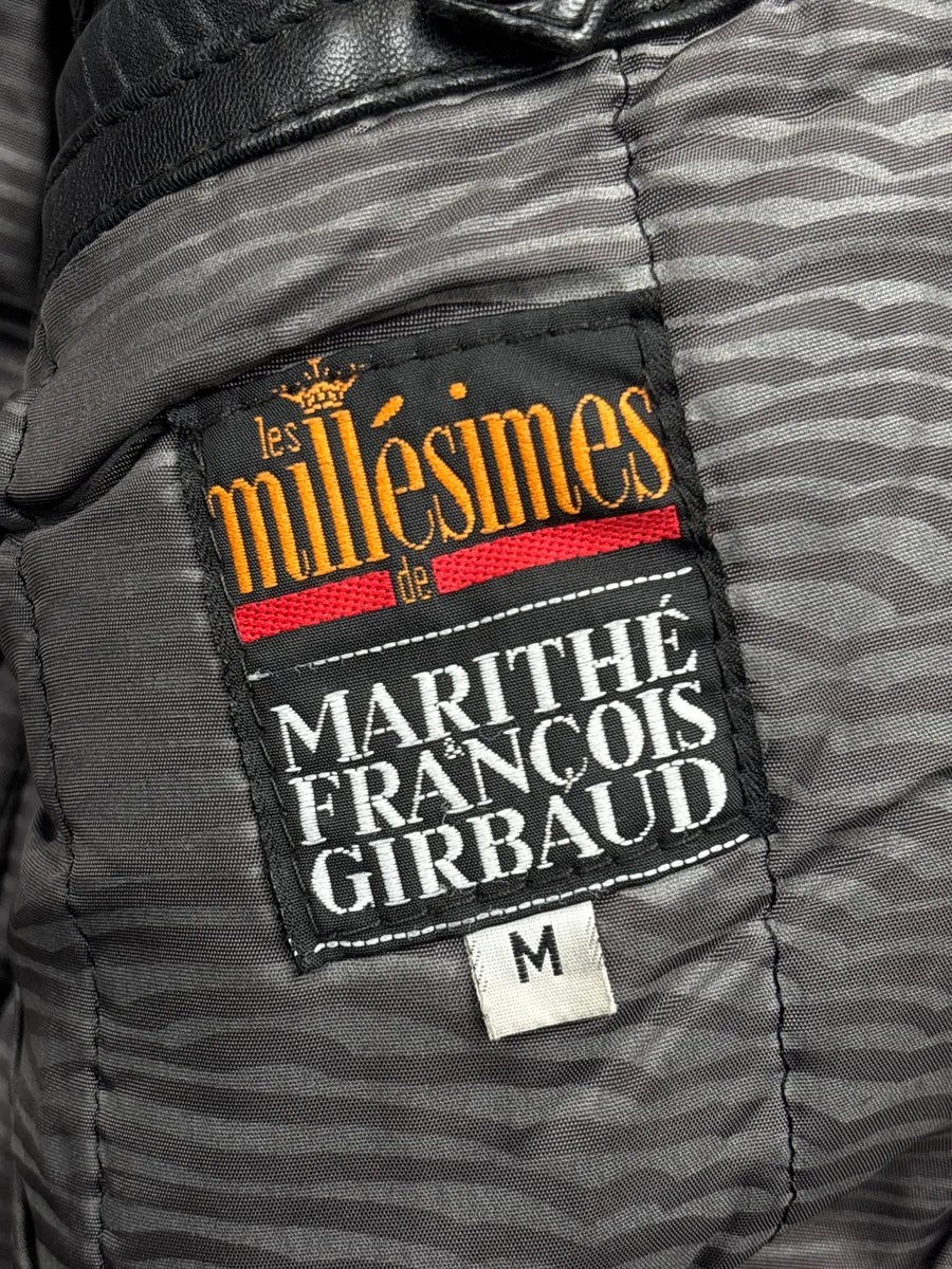 1980s Marithé + François Girbaud Black Leather Shearling Collar Biker Leather Jacket BtJlmNhs 11