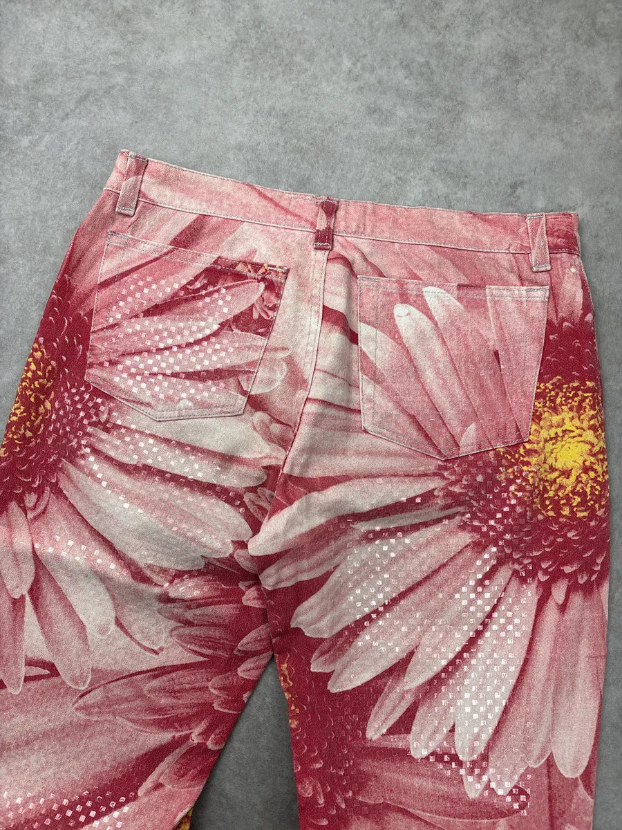 2000s Roberto Cavalli Pink Floral Tournesol Pants BvxQQkeI 7