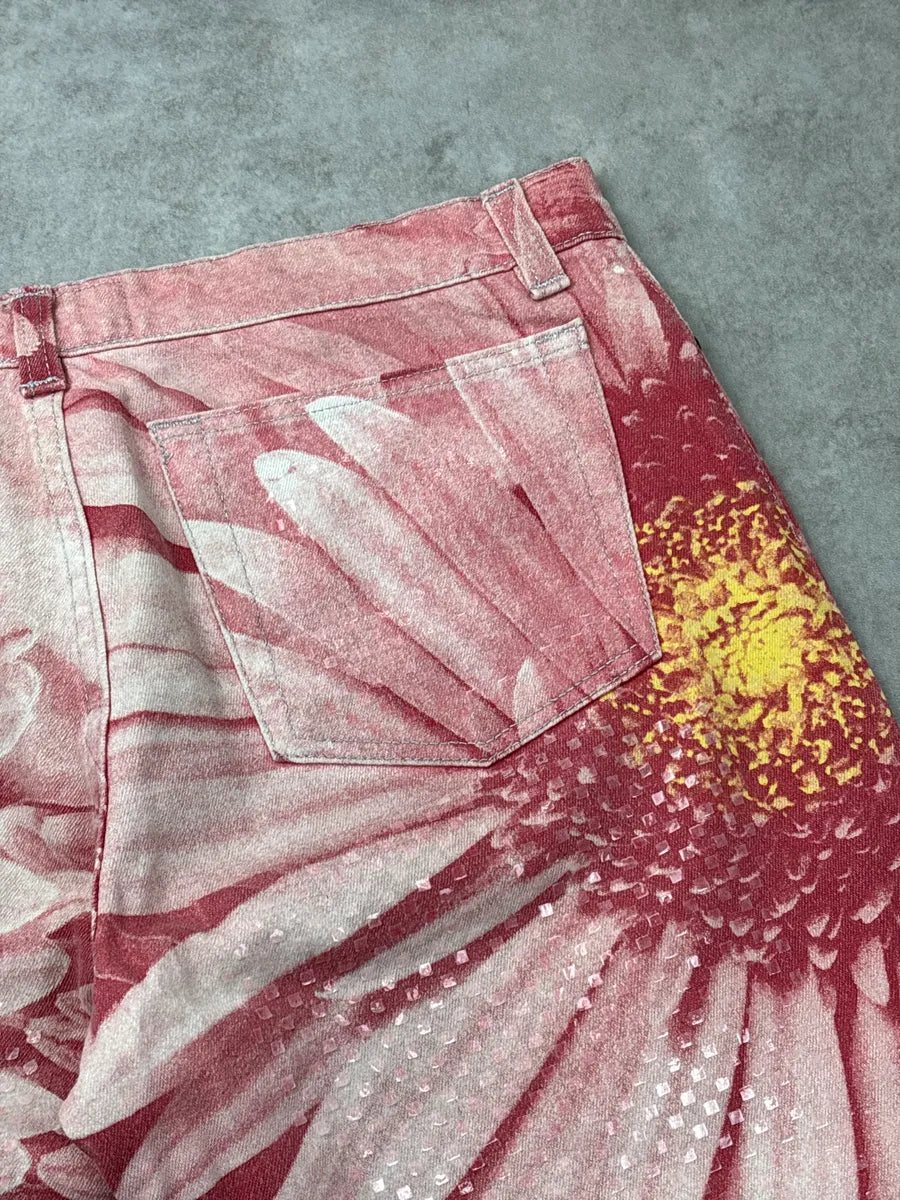2000s Roberto Cavalli Pink Floral Tournesol Pants BvxQQkeI 8