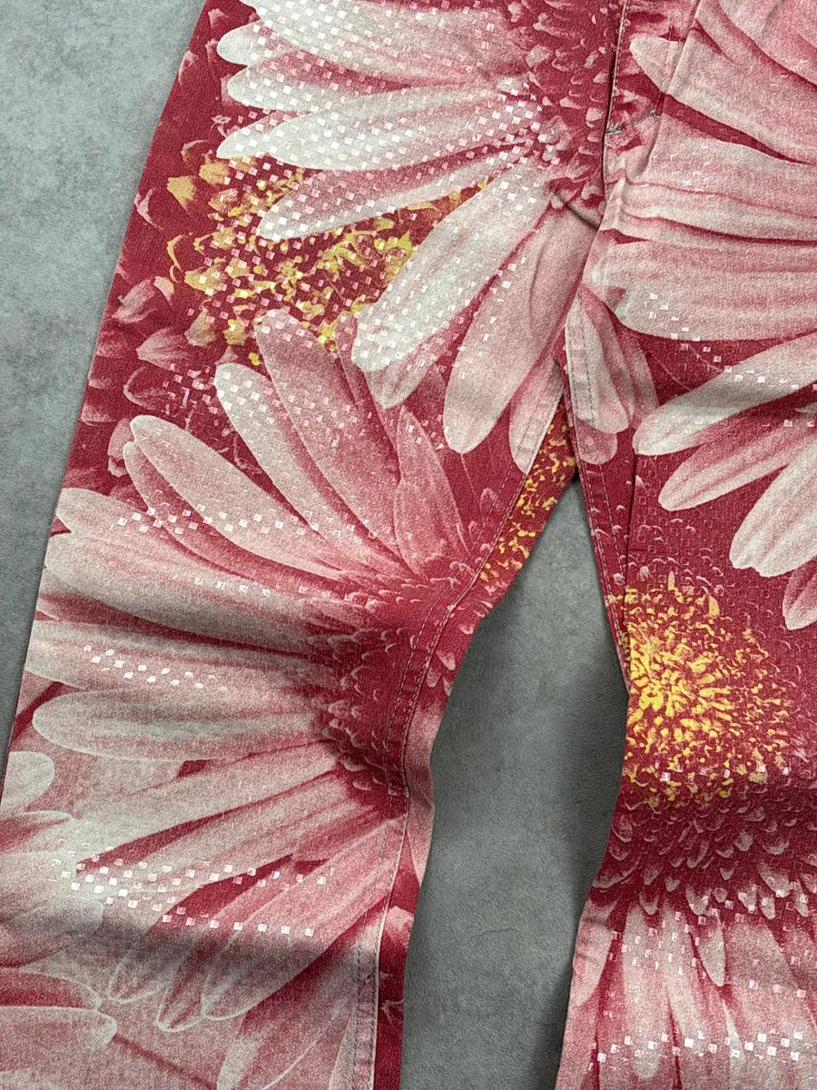 2000s Roberto Cavalli Pink Floral Tournesol Pants BvxQQkeI 5