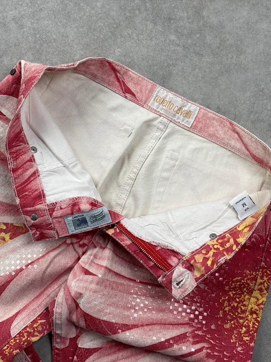 2000s Roberto Cavalli Pink Floral Tournesol Pants BvxQQkeI 10