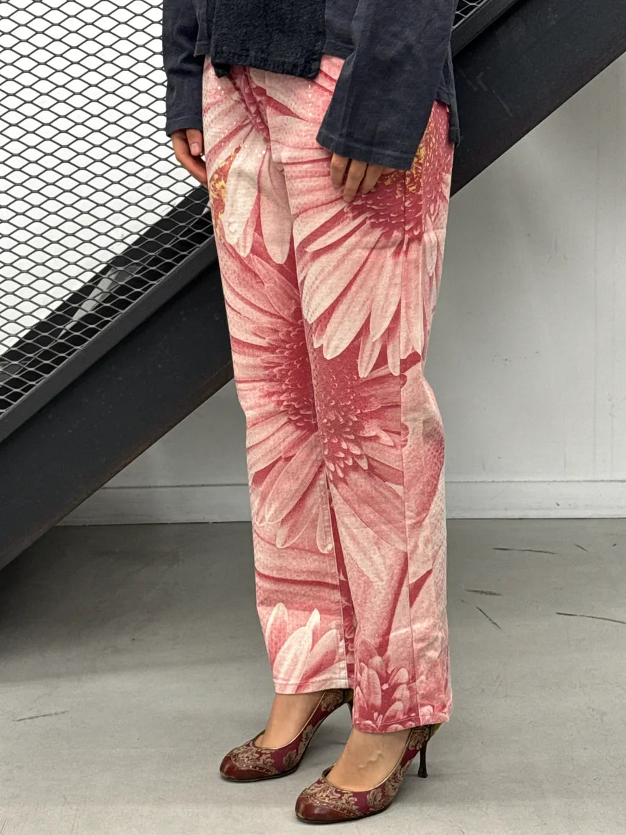 2000s Roberto Cavalli Pink Floral Tournesol Pants BvxQQkeI 2