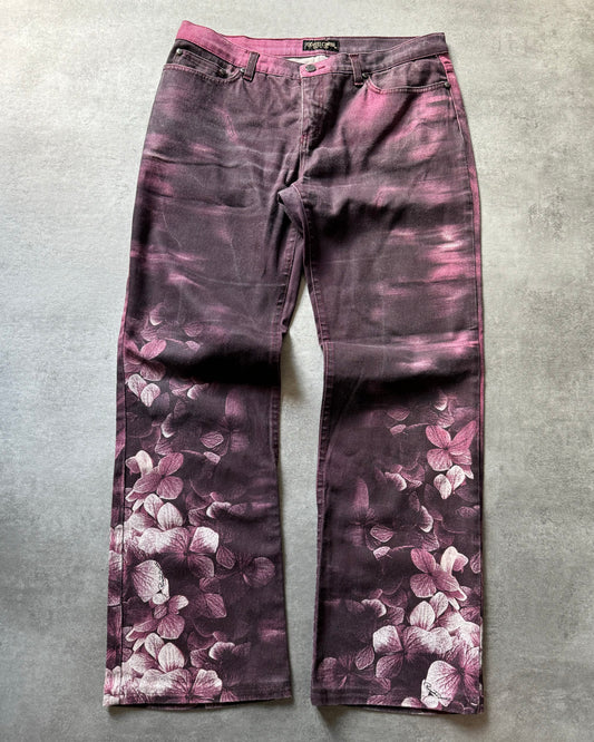 AW2000 Roberto Cavalli Floral Purple Spectrum Pants (L) - 1