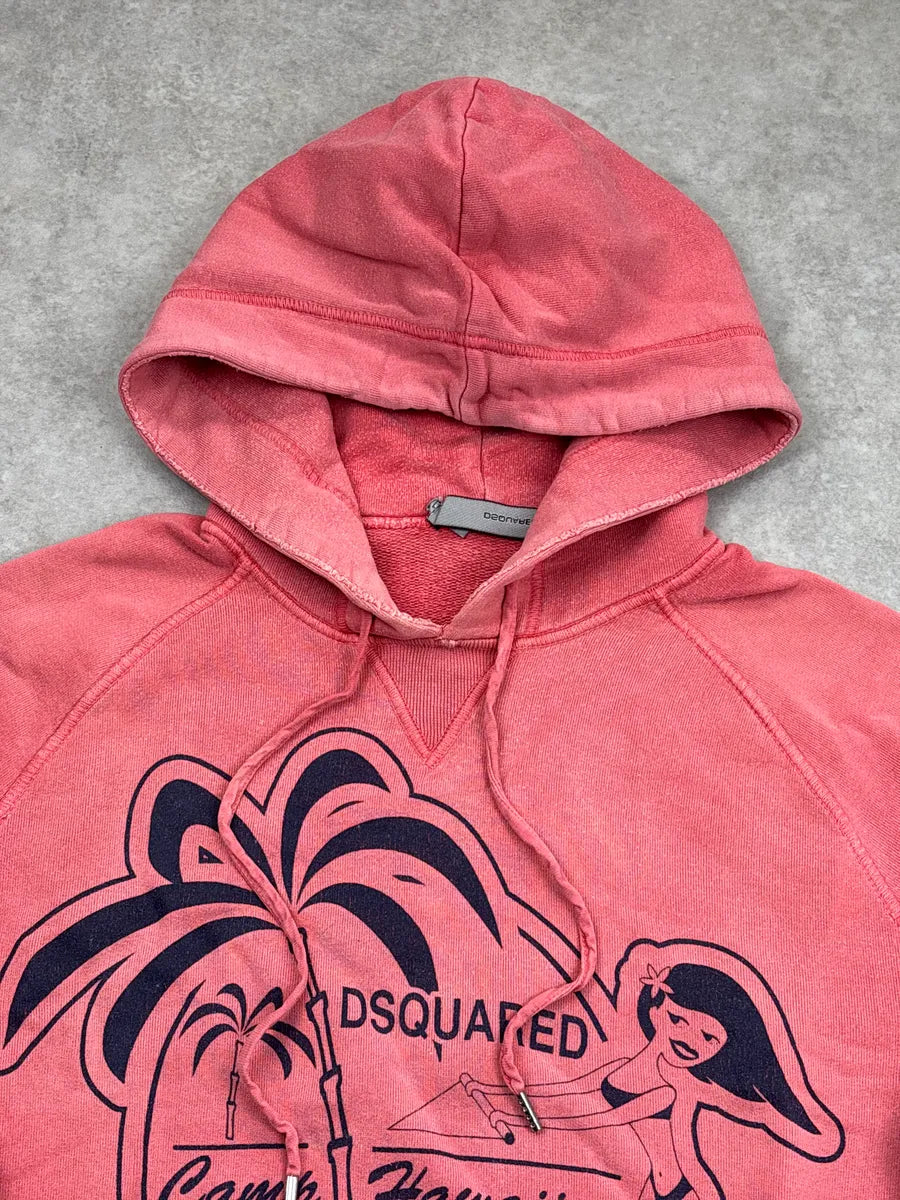 SS2005 Dsquared2 Coral Pink Hawaiian Surfer Girl Graphic Hoodie BzXWLnYZ 4