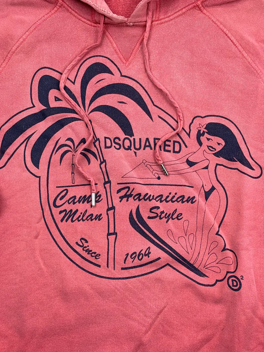 SS2005 Dsquared2 Coral Pink Hawaiian Surfer Girl Graphic Hoodie BzXWLnYZ 5