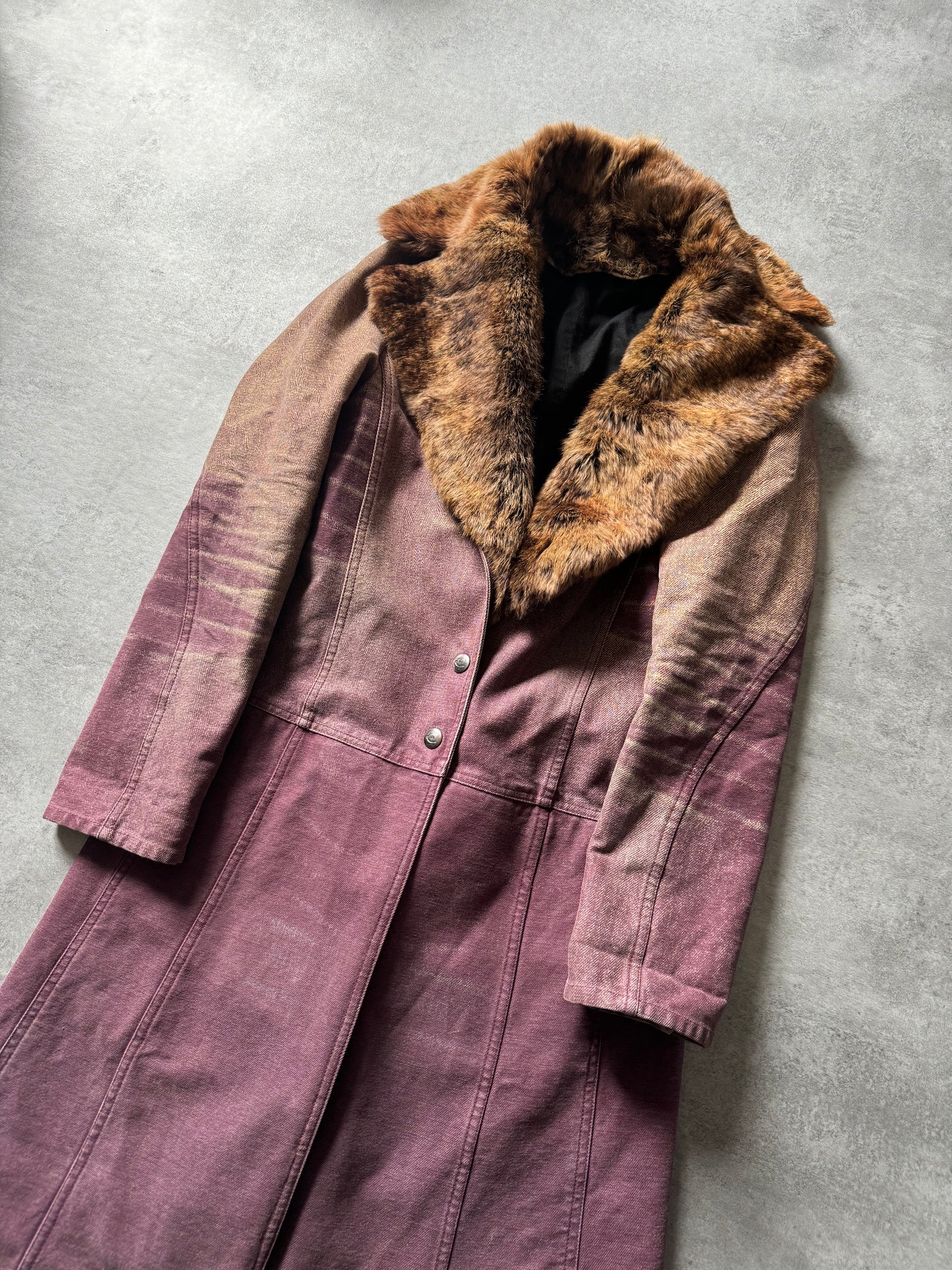 SS2004 Cavalli Sunset Faded Purple Trench Coat (S) - 6