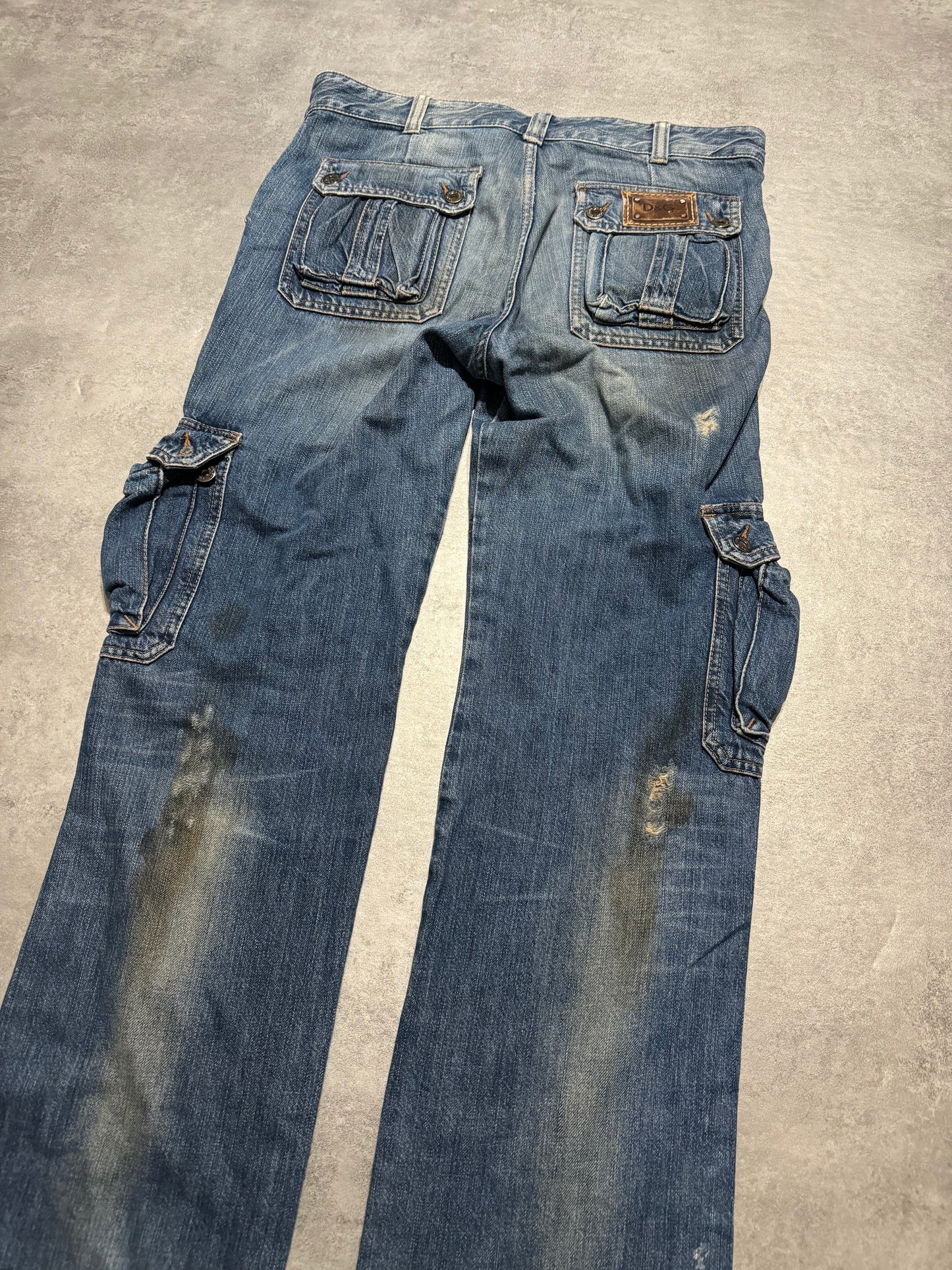 AW2005 Dolce & Gabbana Destroyed Cargo Denim Jeans (L) - 4