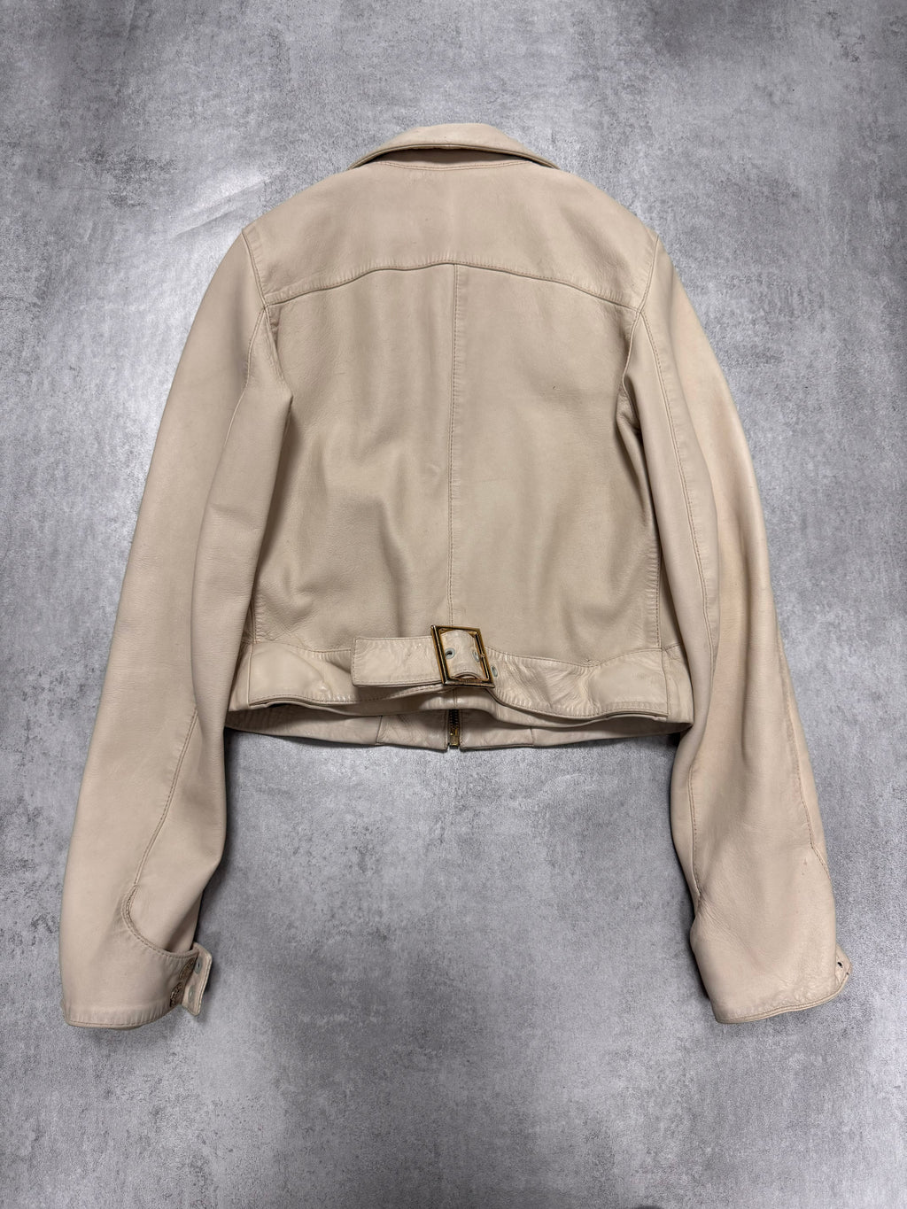 2000s Dolce & Gabbana Cream White Round Leather Jacket