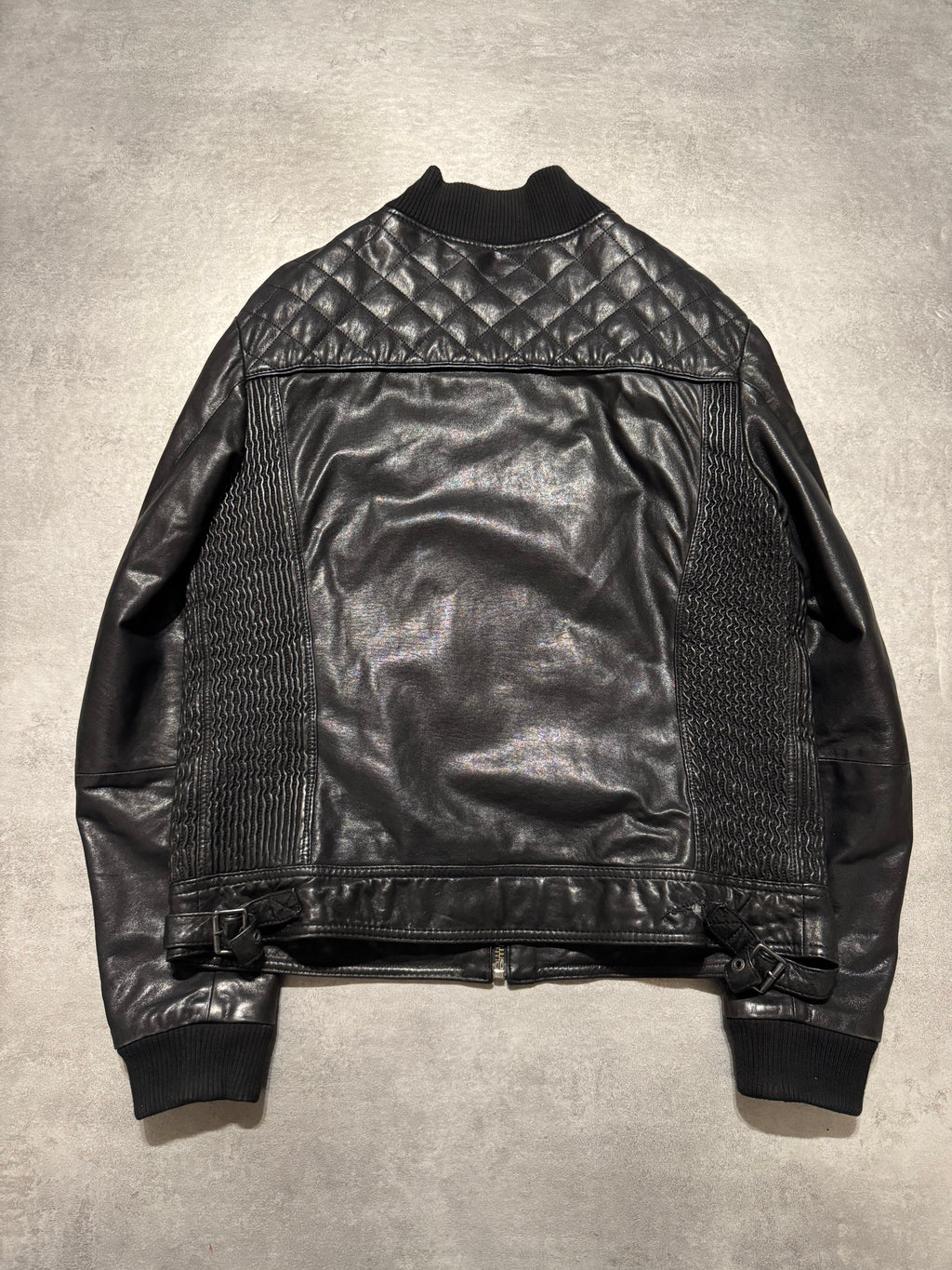 2000s Dolce & Gabbana USA Black Quilted Leather Jacket