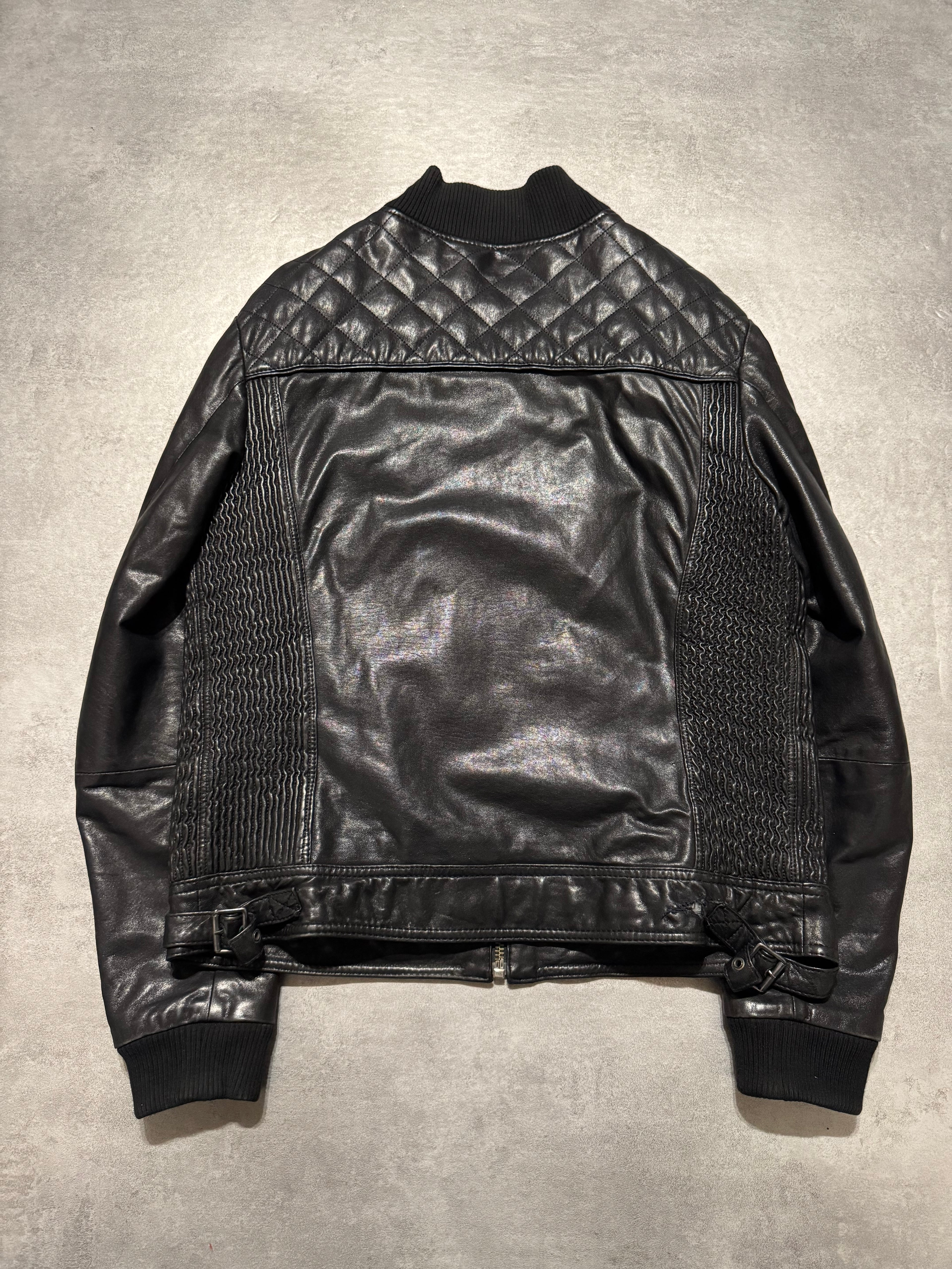 2000s Dolce & Gabbana USA Black Quilted Leather Jacket