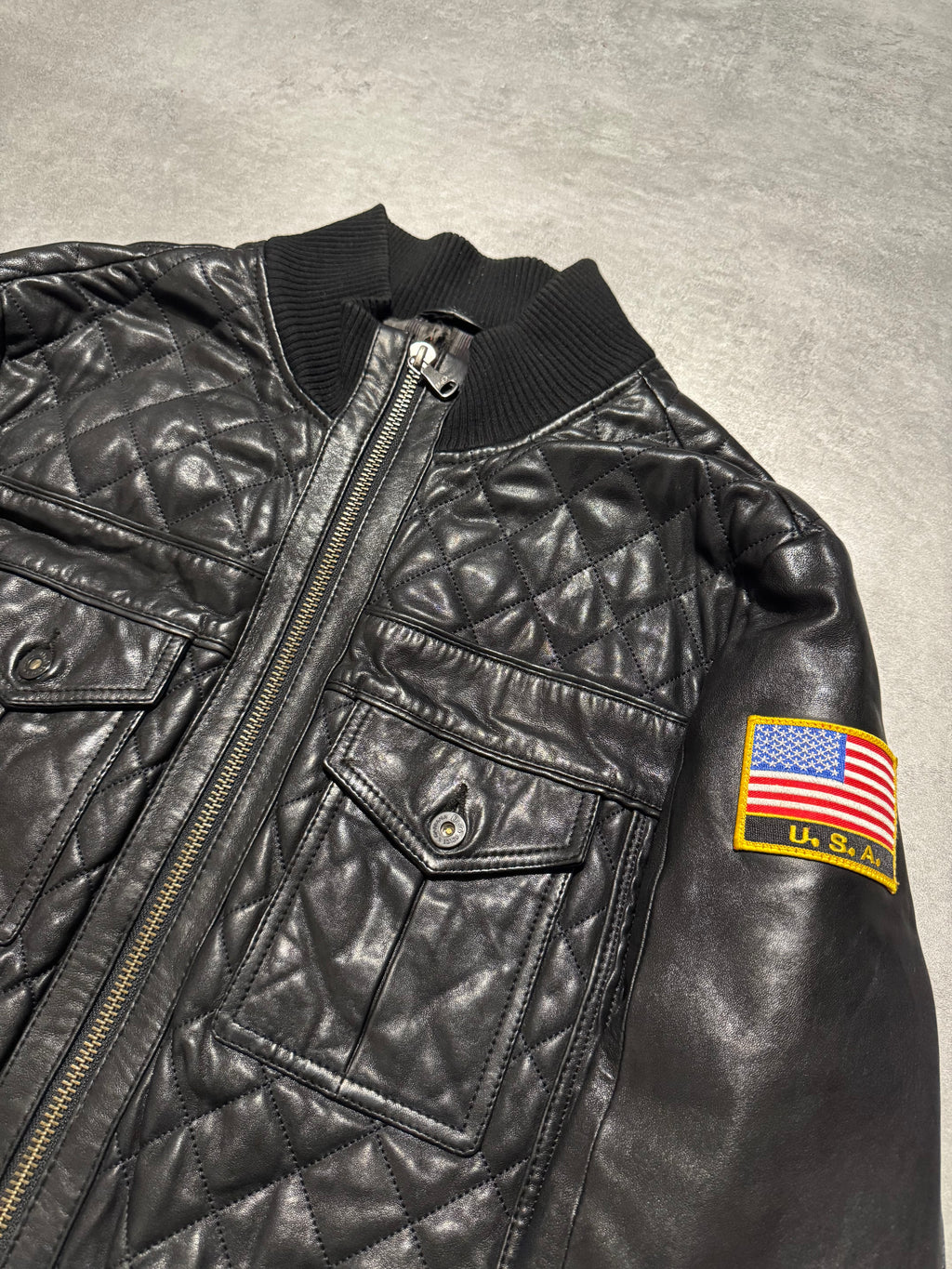2000s Dolce & Gabbana USA Black Quilted Leather Jacket