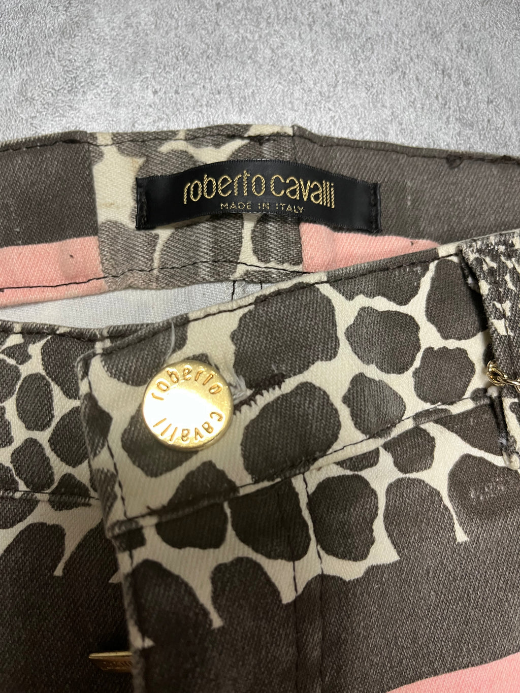 Roberto Cavalli Exotic Black & Pink Print Pants