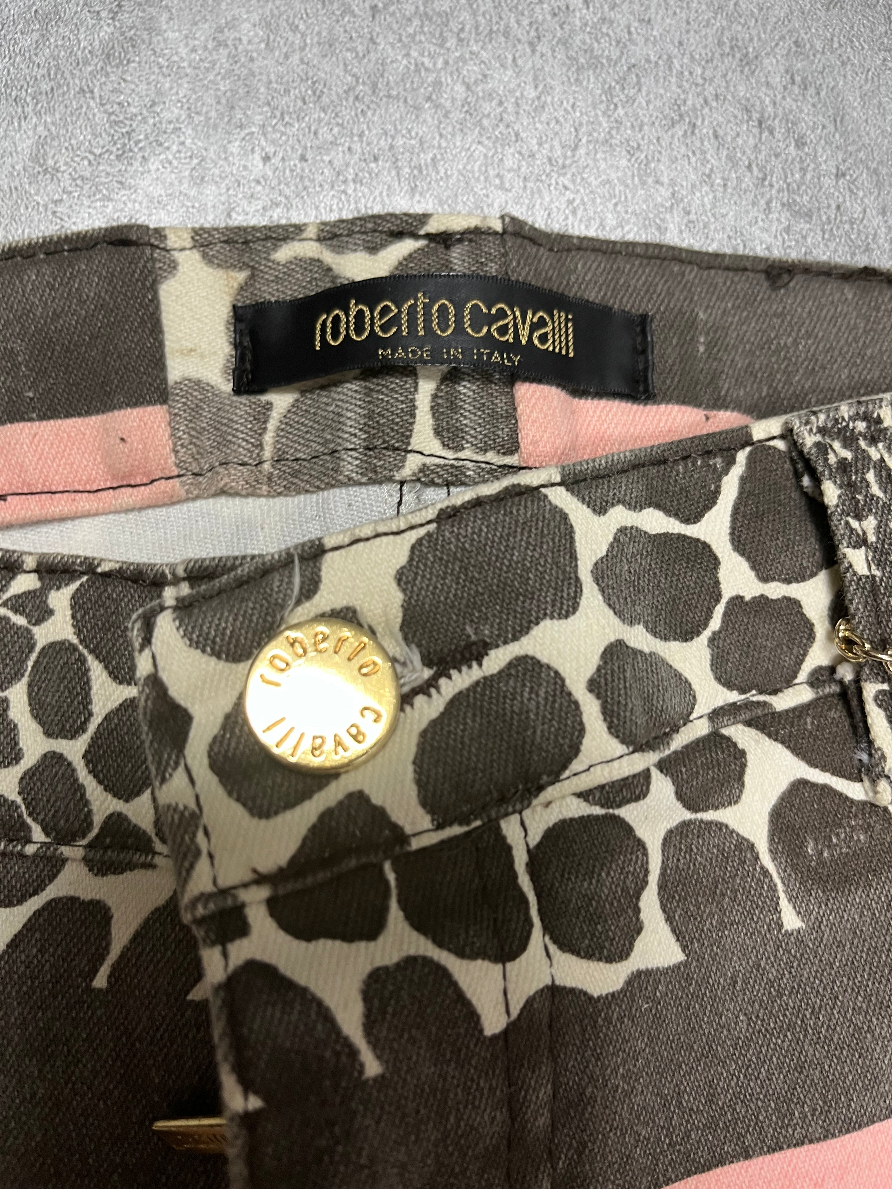 Roberto Cavalli Exotic Black & Pink Print Pants