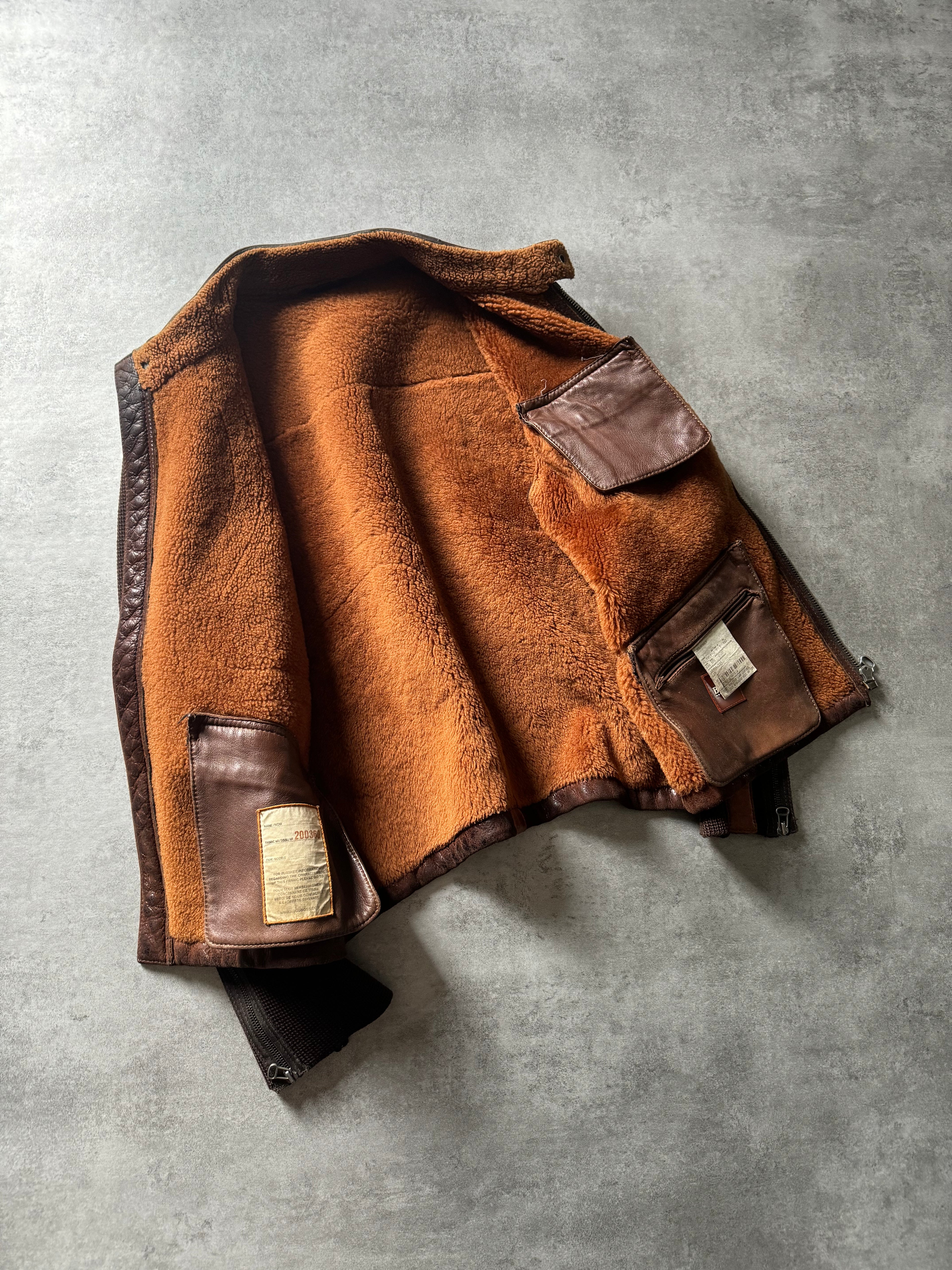 1980s Hugo Boss Brown Hybride Racing Leather Jacket (M) - 4