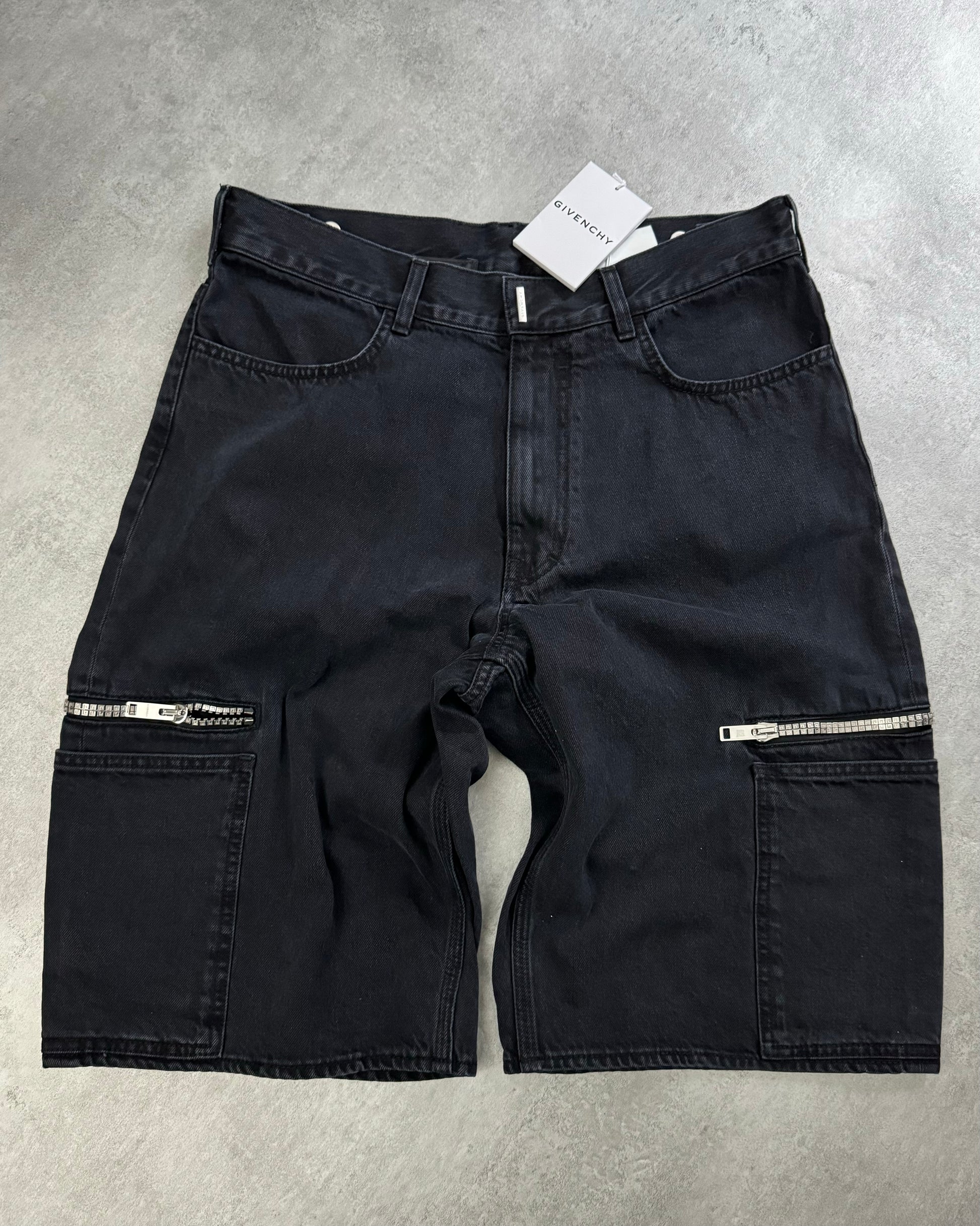 Givenchy 4G Zip Denim Black Cargo Short by Matthew Williams (M/L) - 1