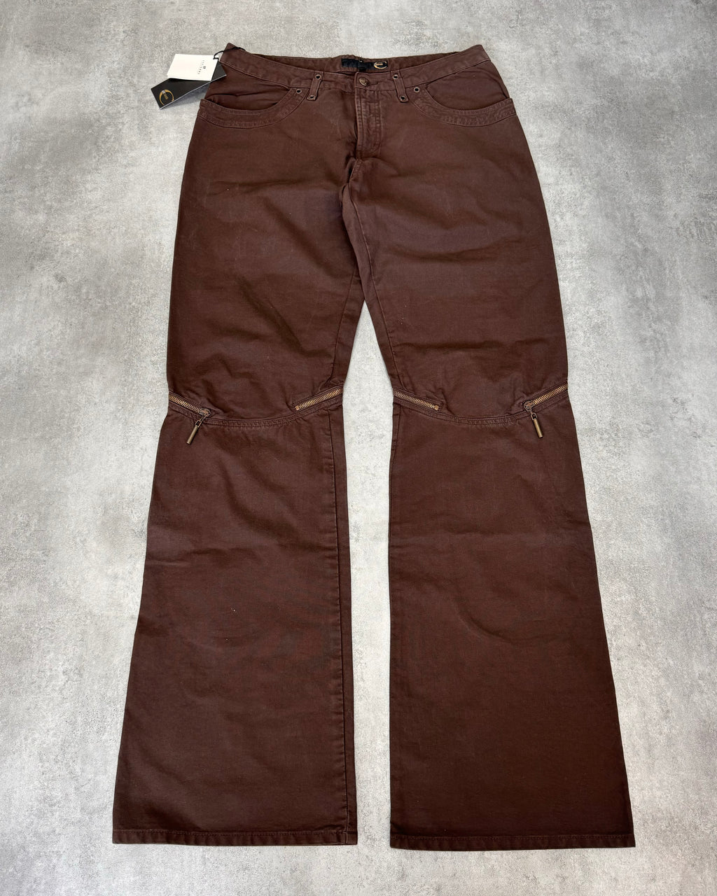2000s Just Cavalli Knee Zip Brown Pants