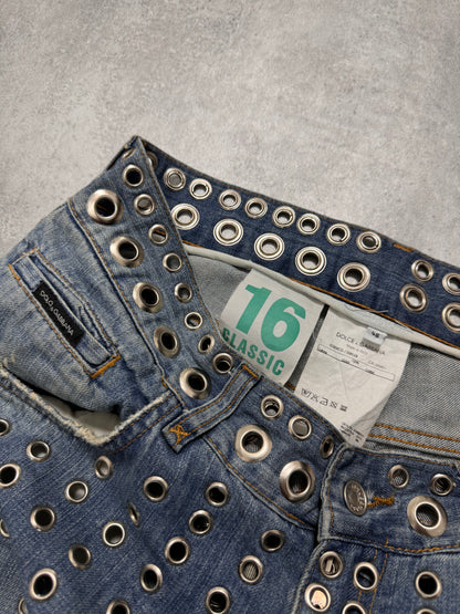 SS2006 Dolce & Gabbana Eyled Punk Holes Jeans (S/M)