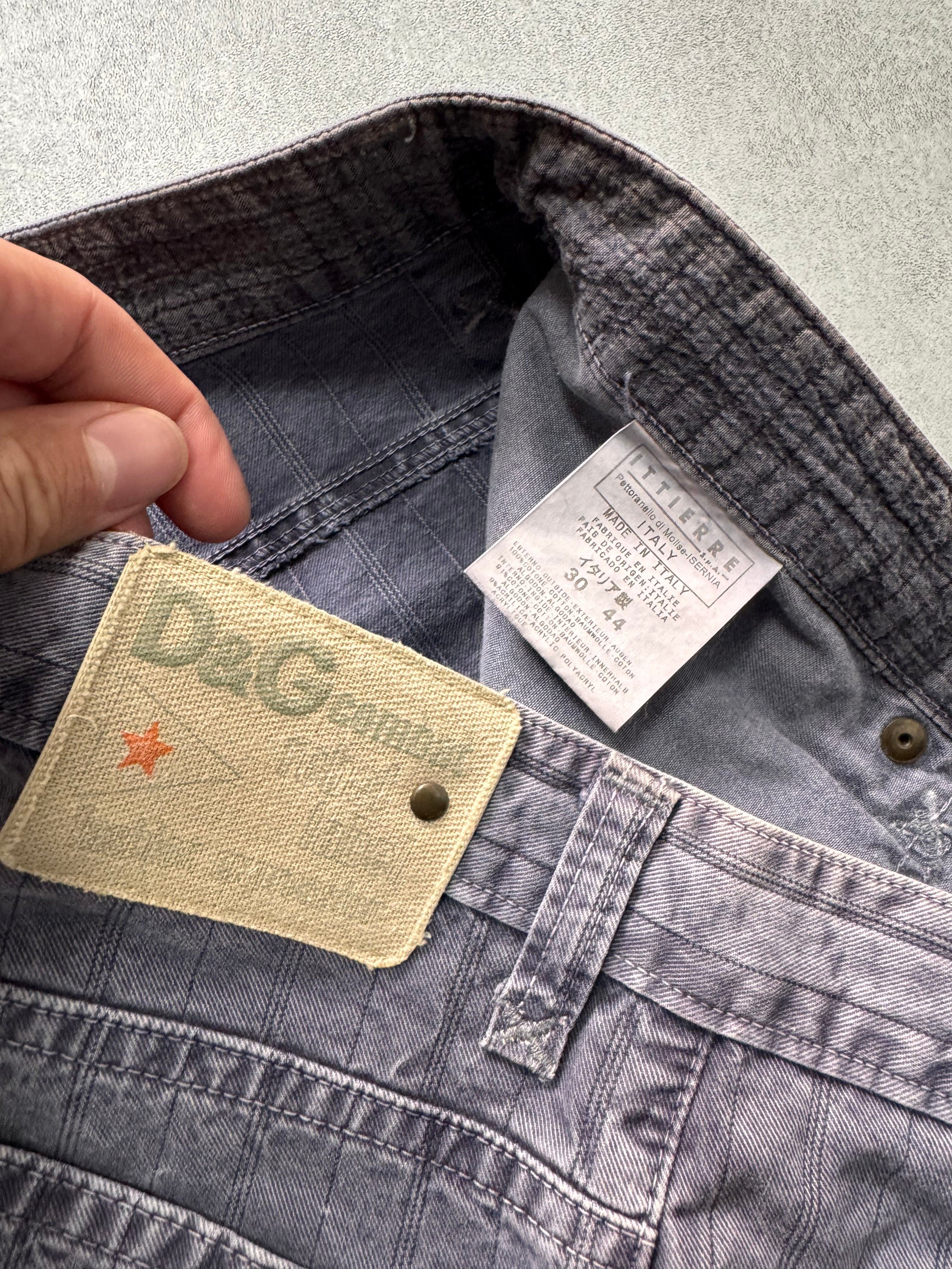 2000s Dolce & Gabbana Purple Grey Stripes Short